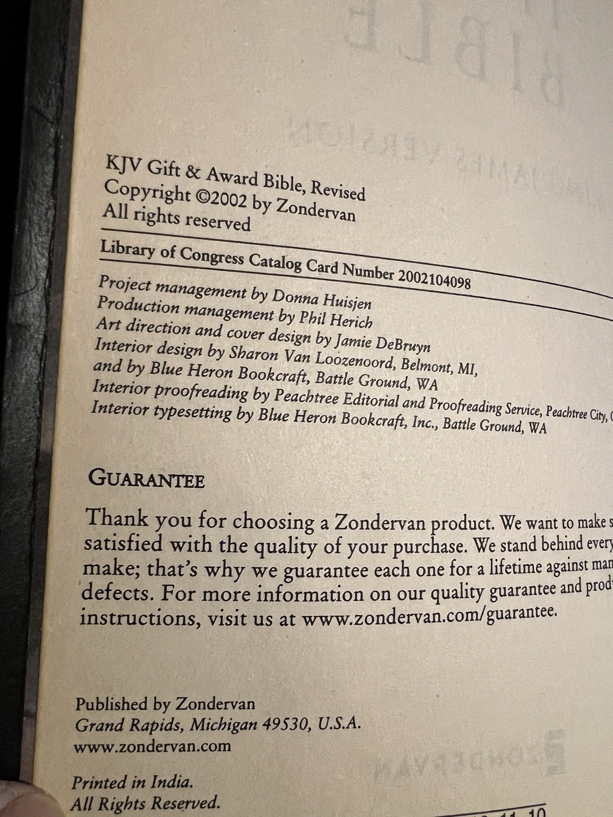 Holy Bible King James Version Red Letter Study Helps Dict. 2002 Zondervan KJV