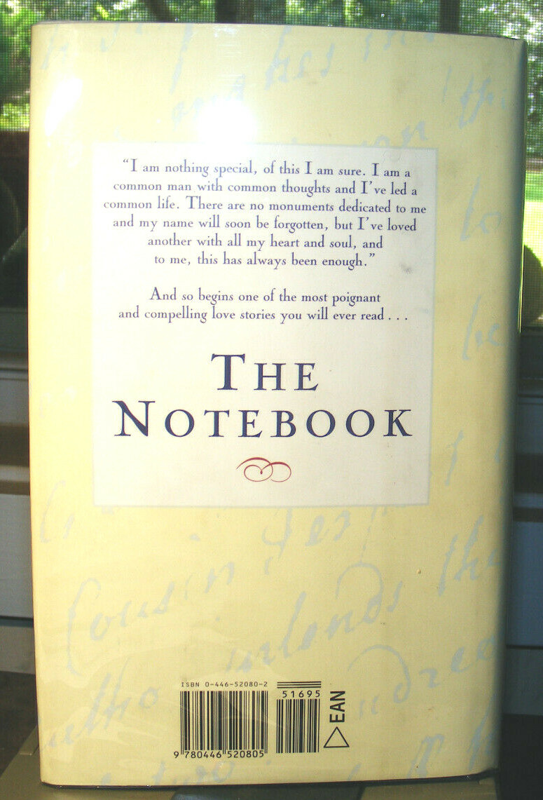 The Notebook by Nicholas Sparks (1996) HC.DJ. 2nd Printing. Signed. Near Fine