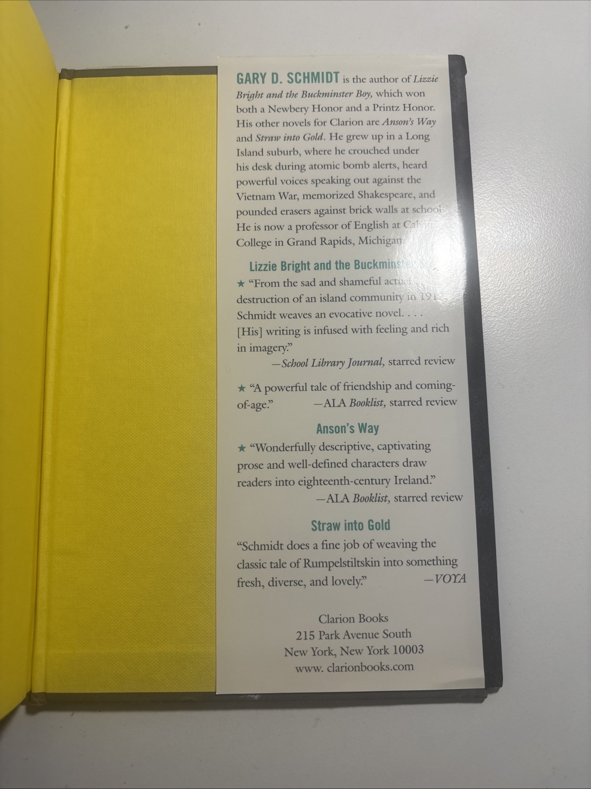 The Wednesday Wars Hardcover 2007 Book w/Dust Jacket Signed By Gary D. Schmidt