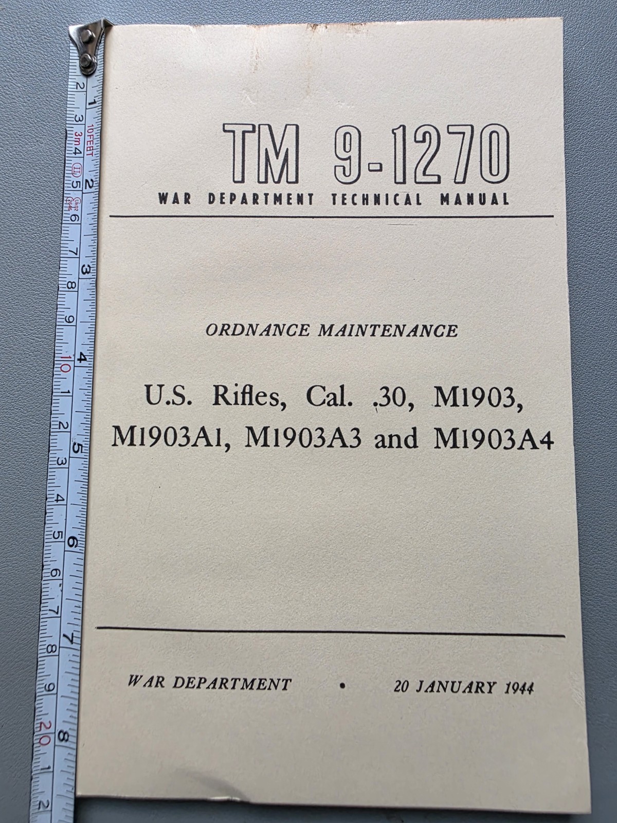 Reproduction of TM 9-1270 War Department Technical Manual paperback Reprint