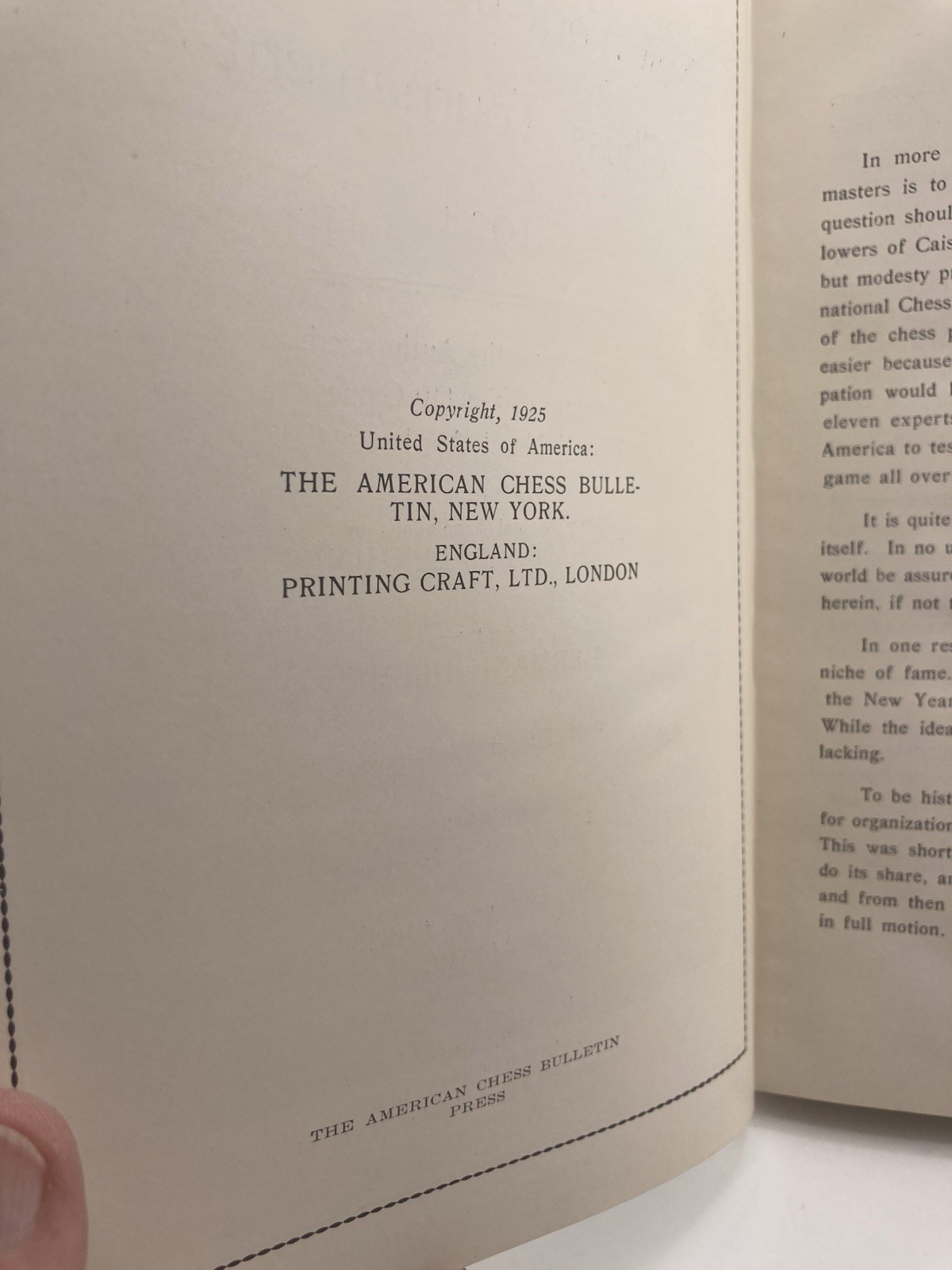 1924 New York International Chess Tournament Book-1925 Edition VG