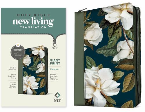 NLT Compact Giant Print Zipper Bible, Filament Enabled (Leatherlike, Magnolia…