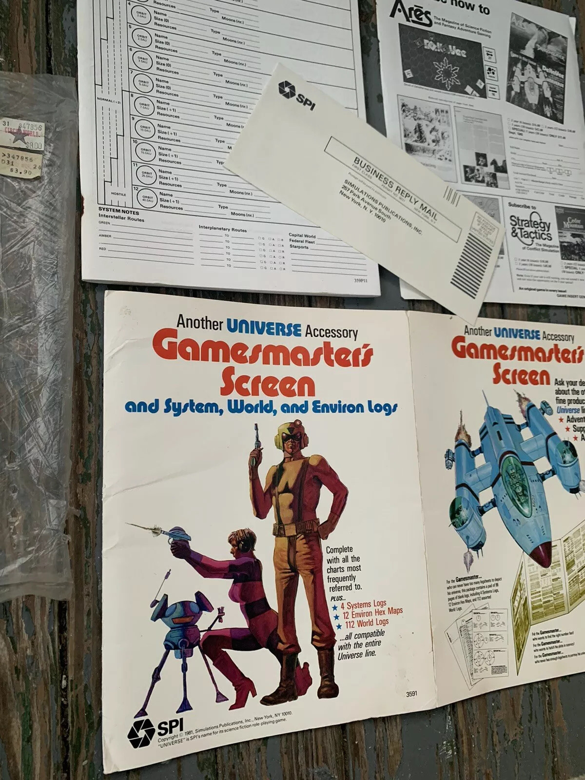Universe SPI Games Masters Screen Game Book Logs 1981 Dragon Quest