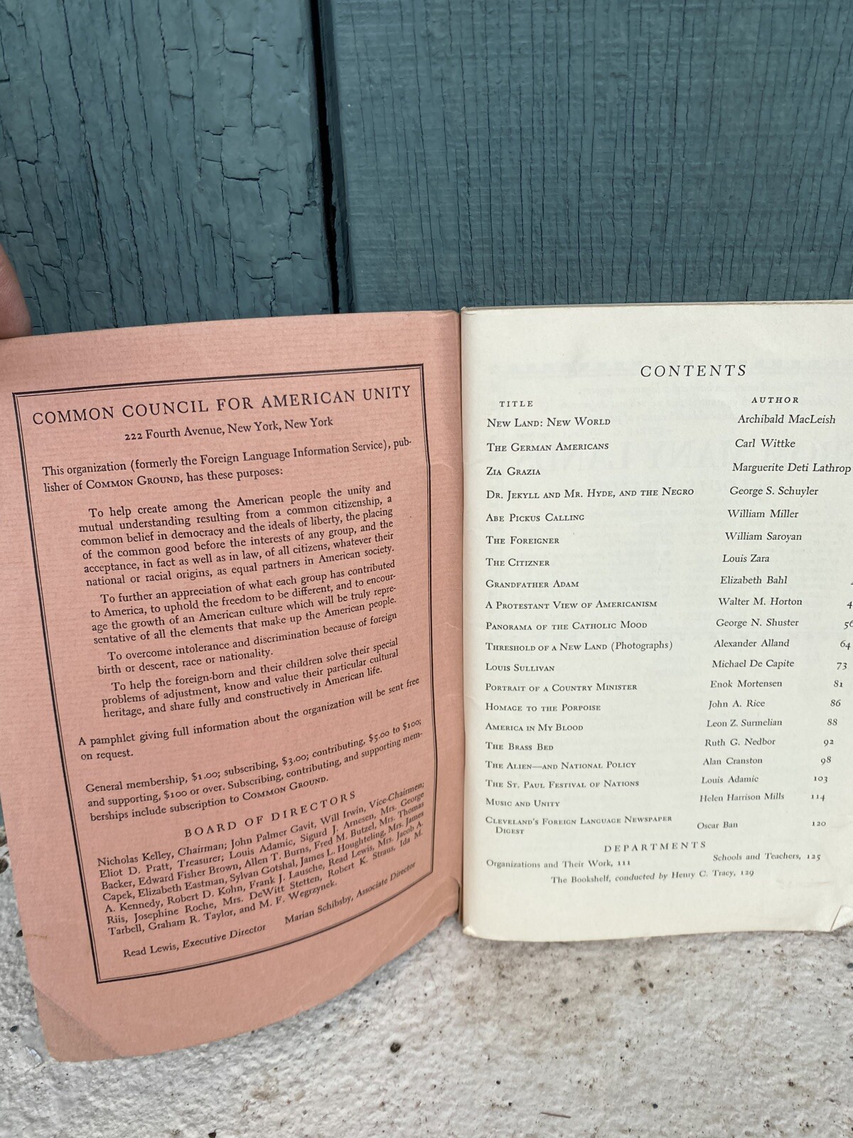Scarce Book Common Ground Common America Political Info Summer 1941 /Autumn 1940