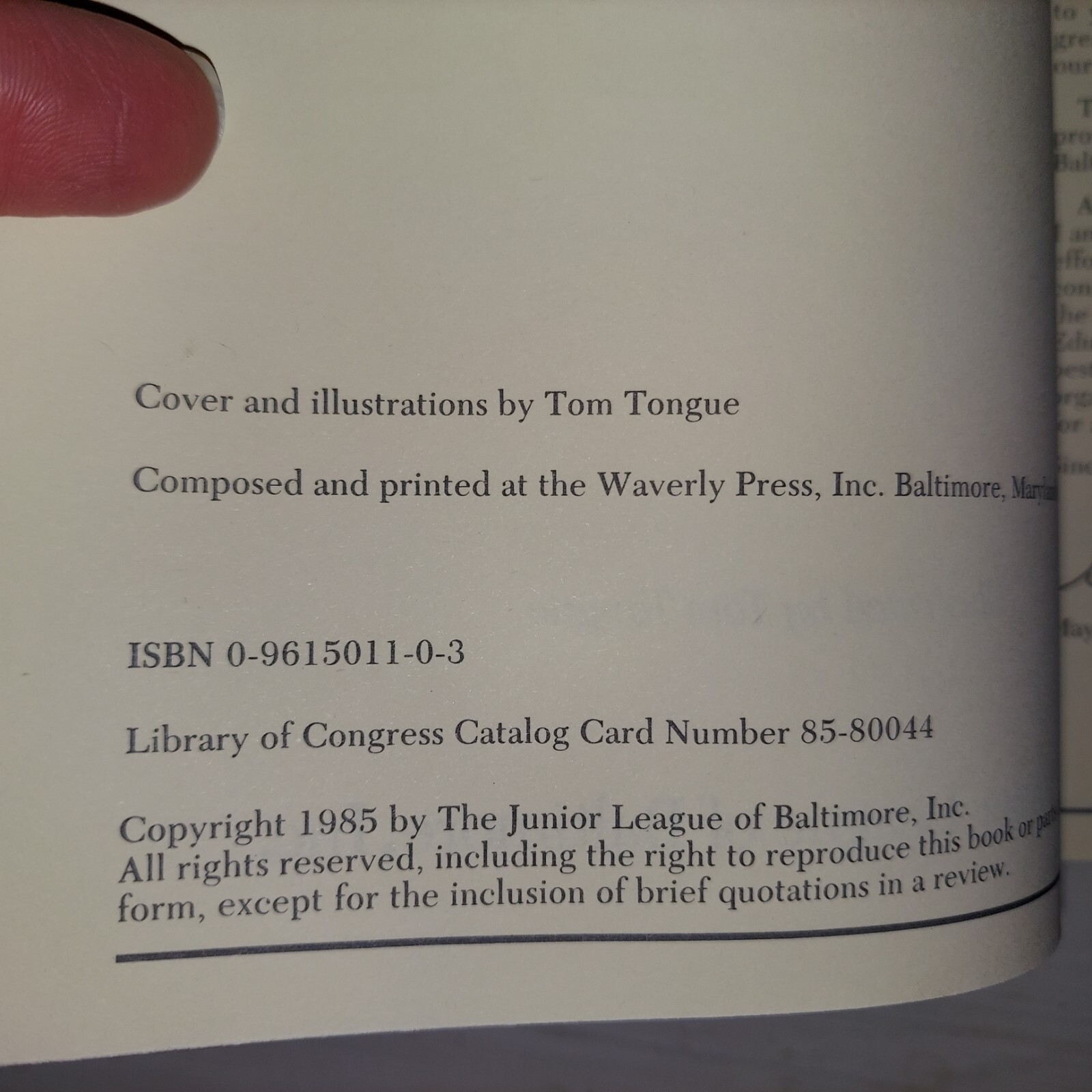 Hunt to Harbor: An Epicurean Tour by Junior League of Baltimore 1985 1st Printng