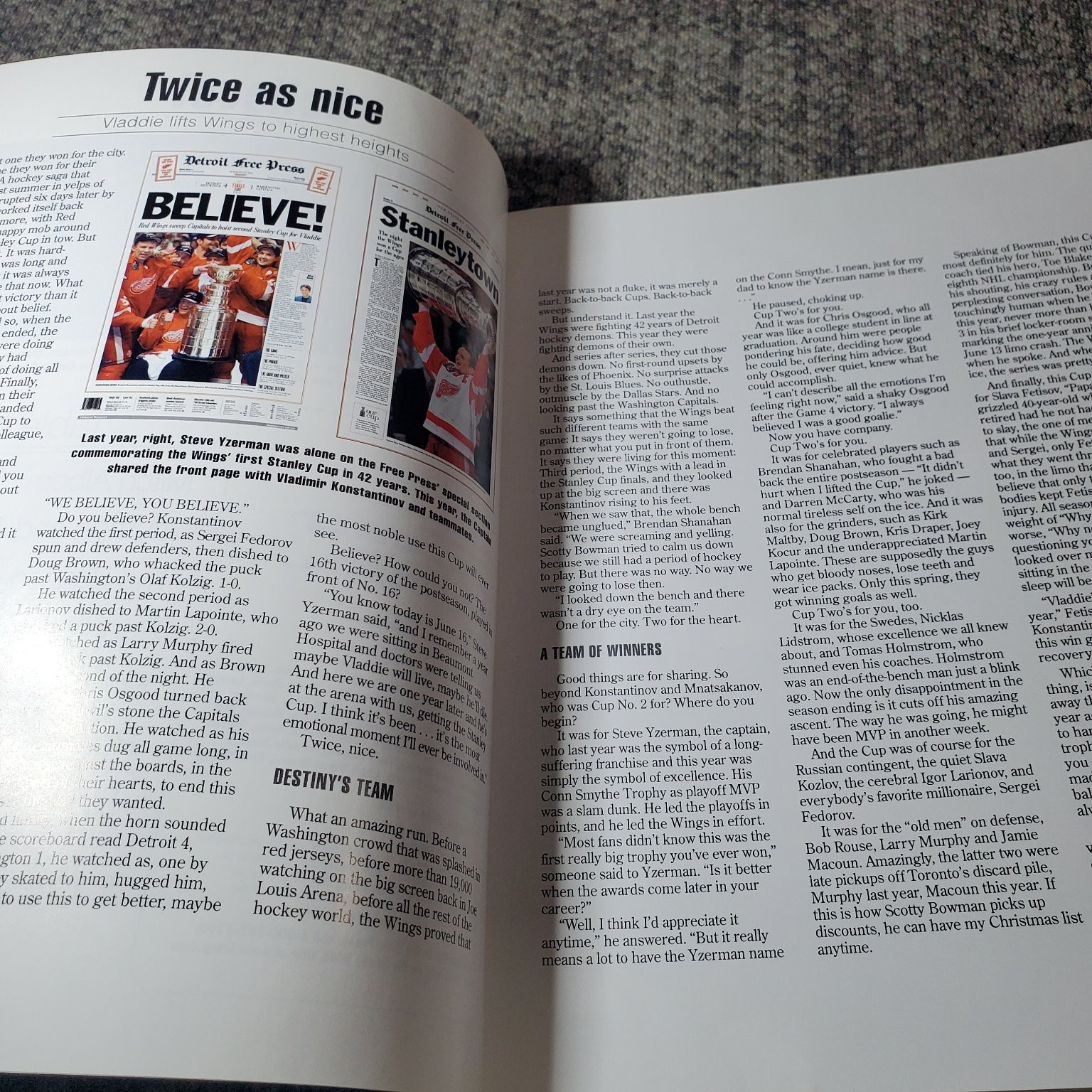 Believe! Mitch Albom 1998 Detroit Red Wings Stanley Cup Book Detroit Free Press