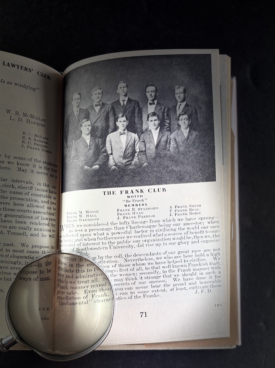 Dobie at Southwestern University 1906-1911 J Frank Dobie Texas History HC DJ