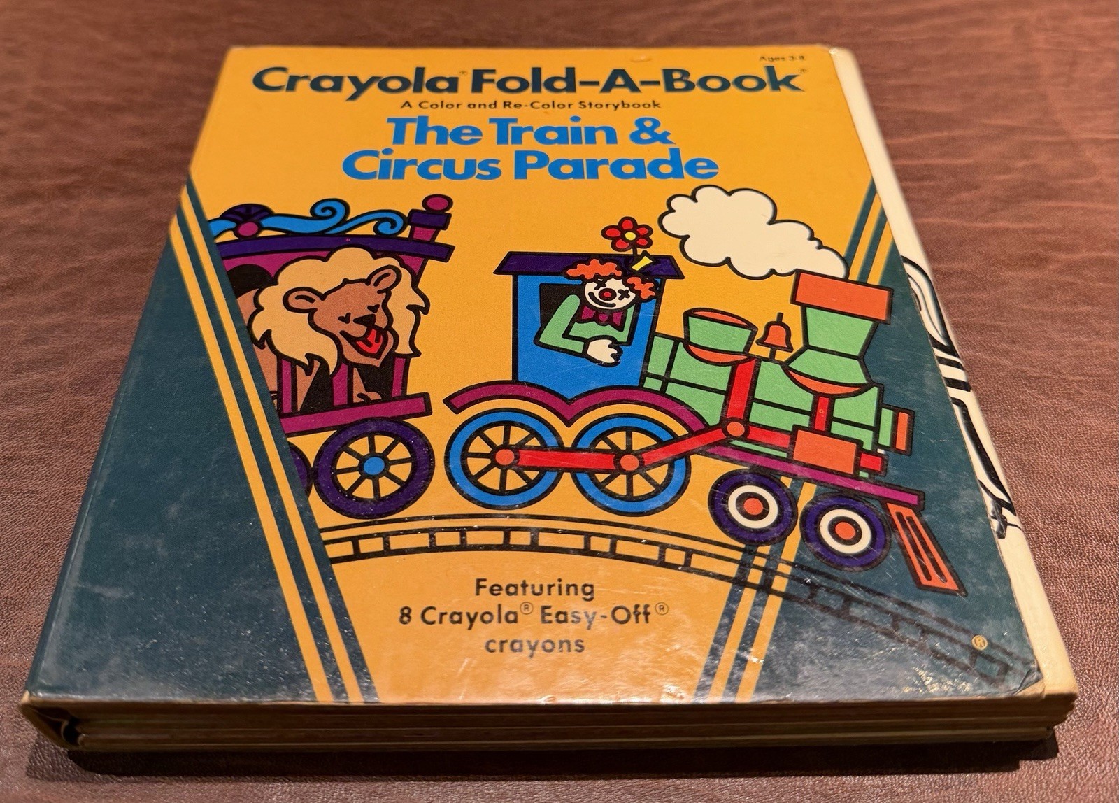 1980 Crayola Fold-A-Book Color & Re-Color Storybook…Train&Circus Parade #7301(C)