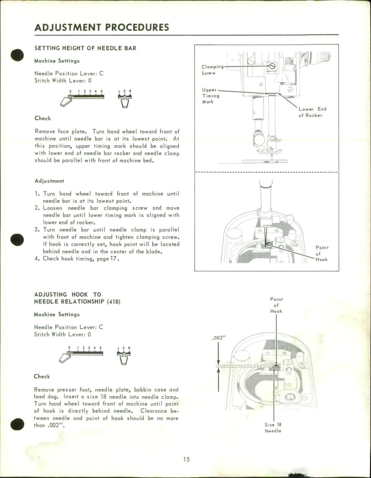 SINGER 416 418 Sewing Machine Service Manual – STEEL WIRE BIND – TOUGH COVERED
