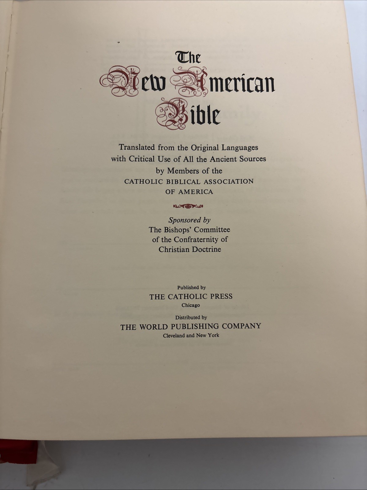 Holy Bible NAB Red. The New American Bible. Catholic Press World