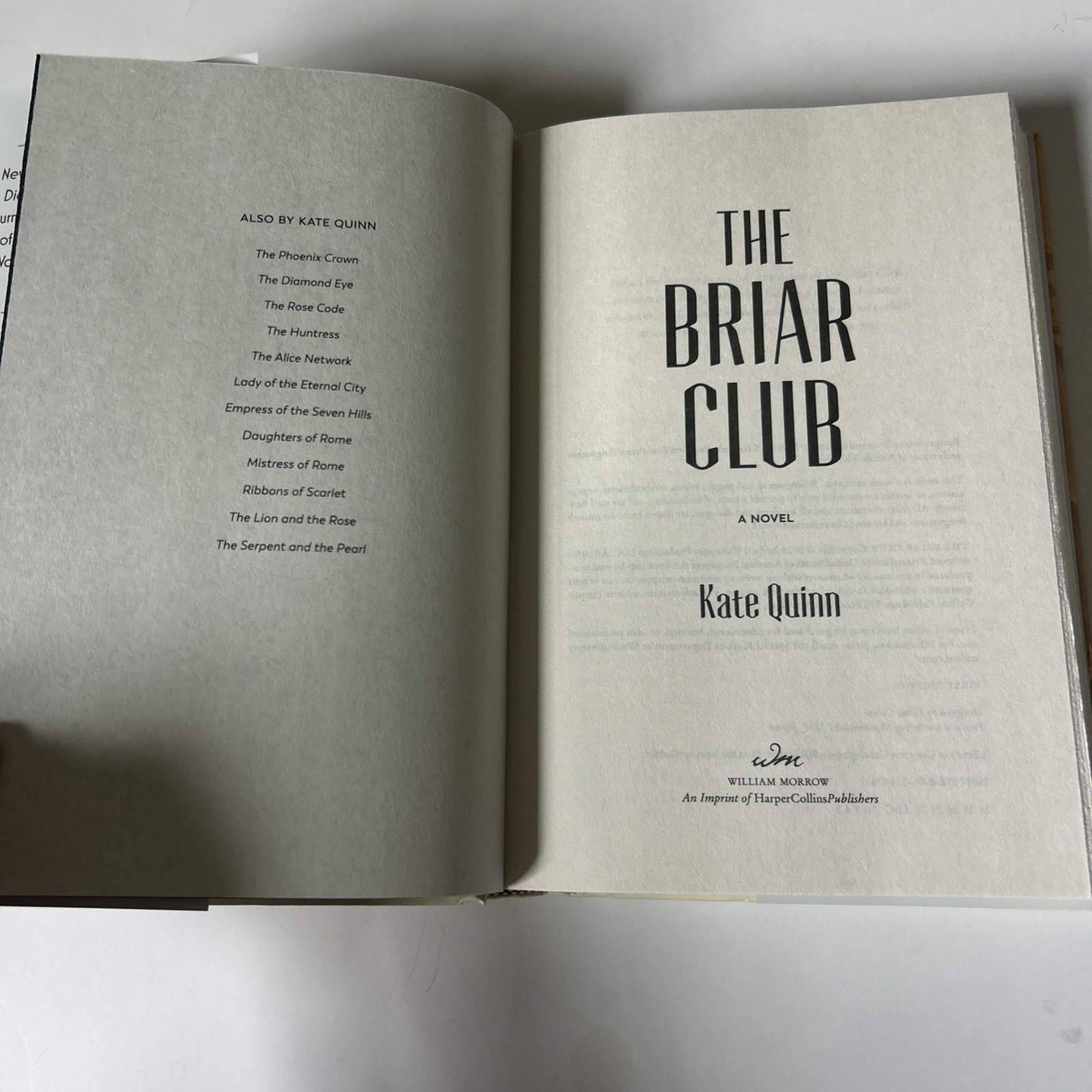 The Briar Club-Hardcover-dust jacket-Kate Quinn-historical fiction-1940-50s