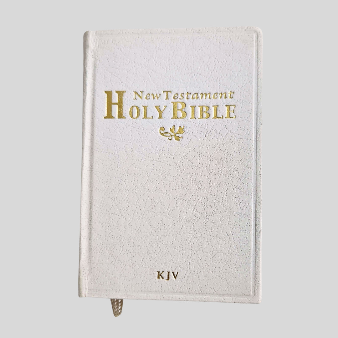 Holy Bible New Testament KJV Pocket Size White Bible 4 1/2 Inches Tall