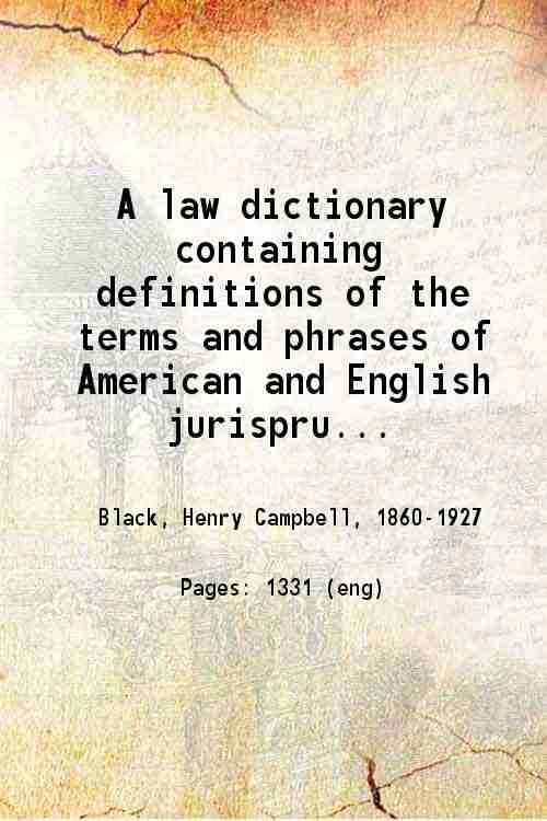 A law dictionary [Hardcover]