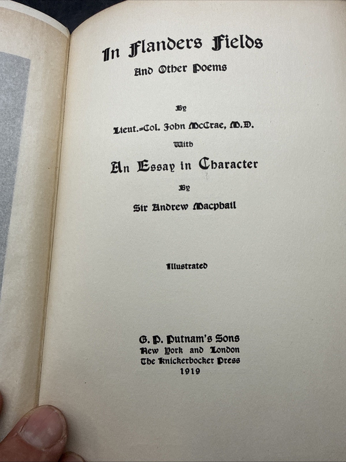 WWI In Flanders Fields And Other Poems John McCrae HC 1st American Edition 1919
