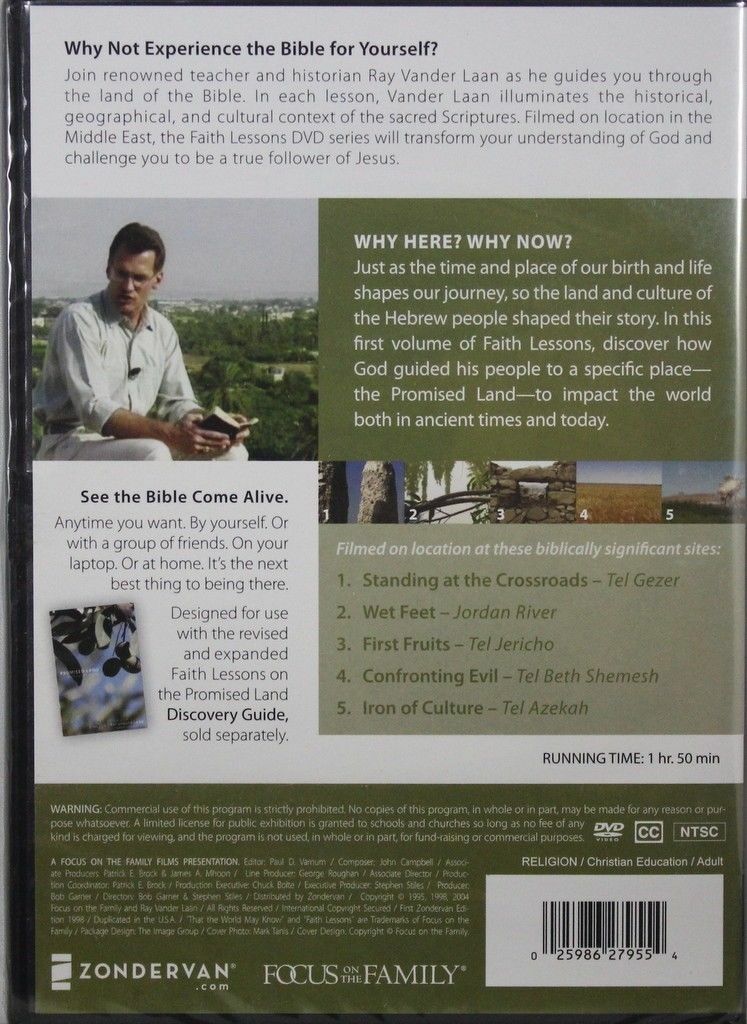 Faith Lessons Volume 1 Promised Land by Ray Vander Laan NEW Christian DVD