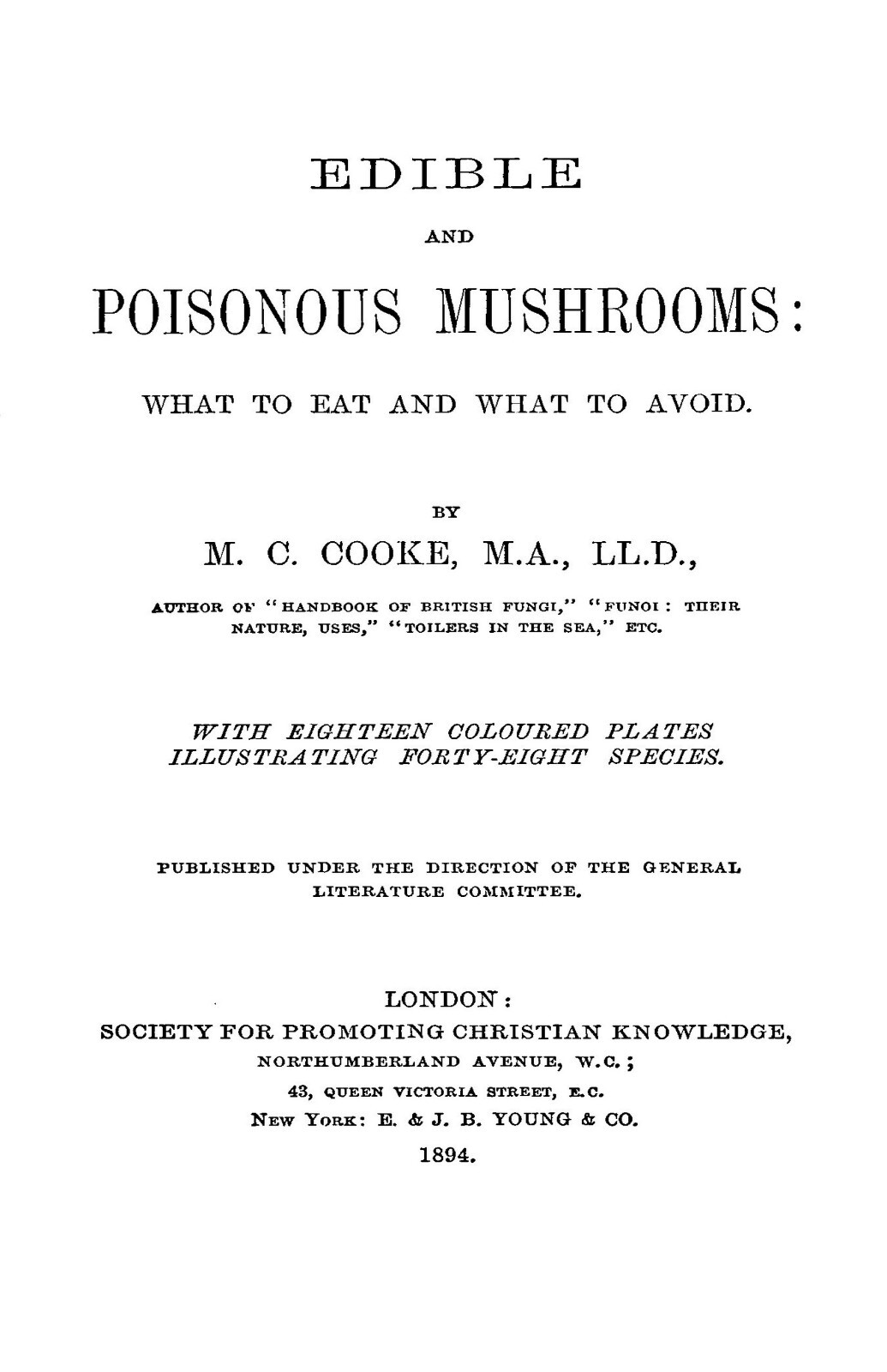 1894 Edible And Poisonous Mushrooms 158 Pages