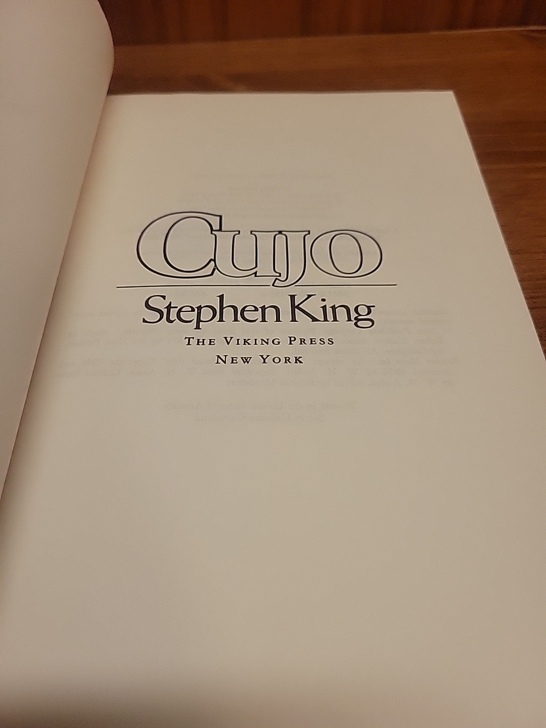 Cujo Hardcover Stephen King 1981 1st Edition 2nd Print MP8W Gutter, No DJ