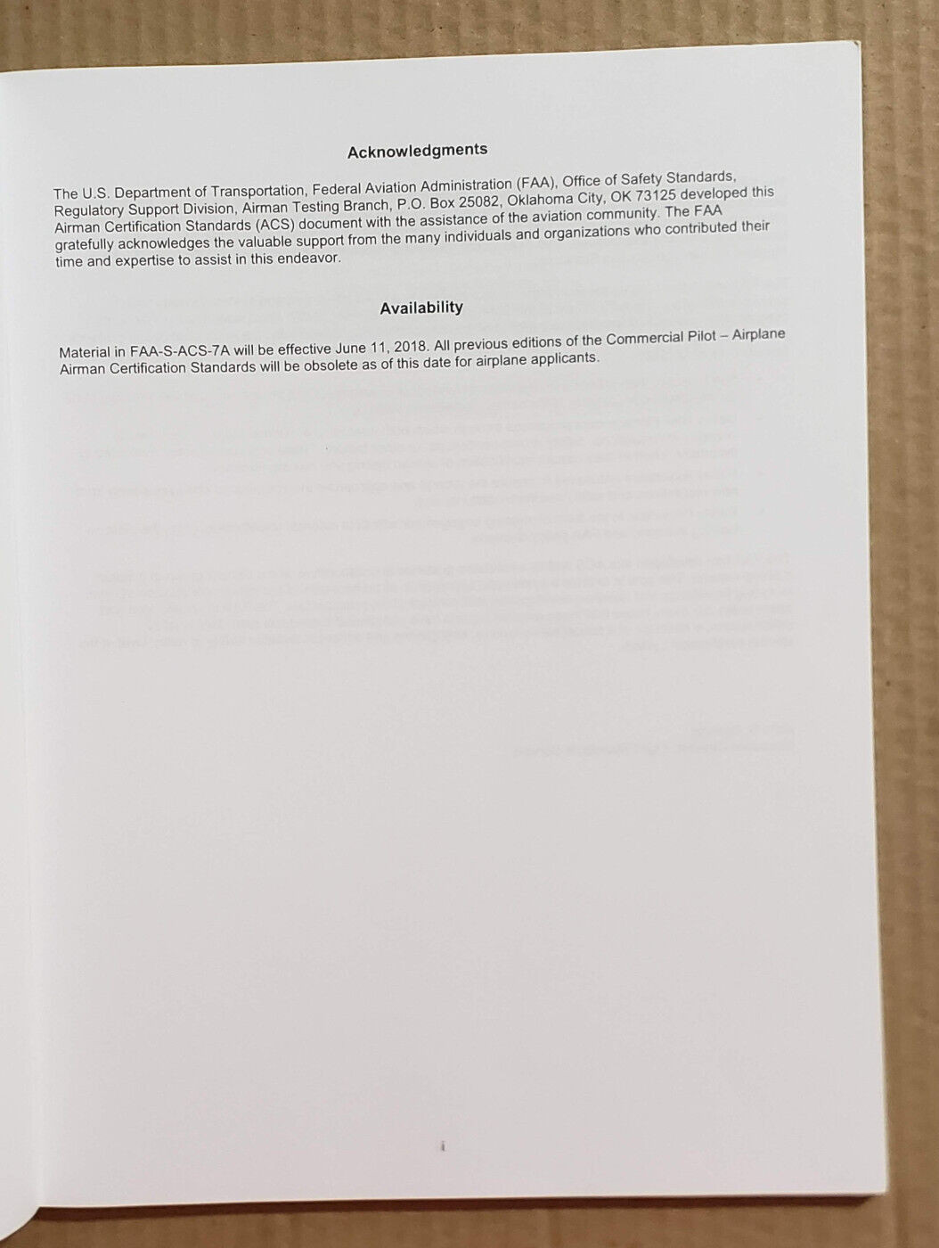 Commercial Pilot Airplane Airman Certification Standards FAA-S-ACS-7A June 2019