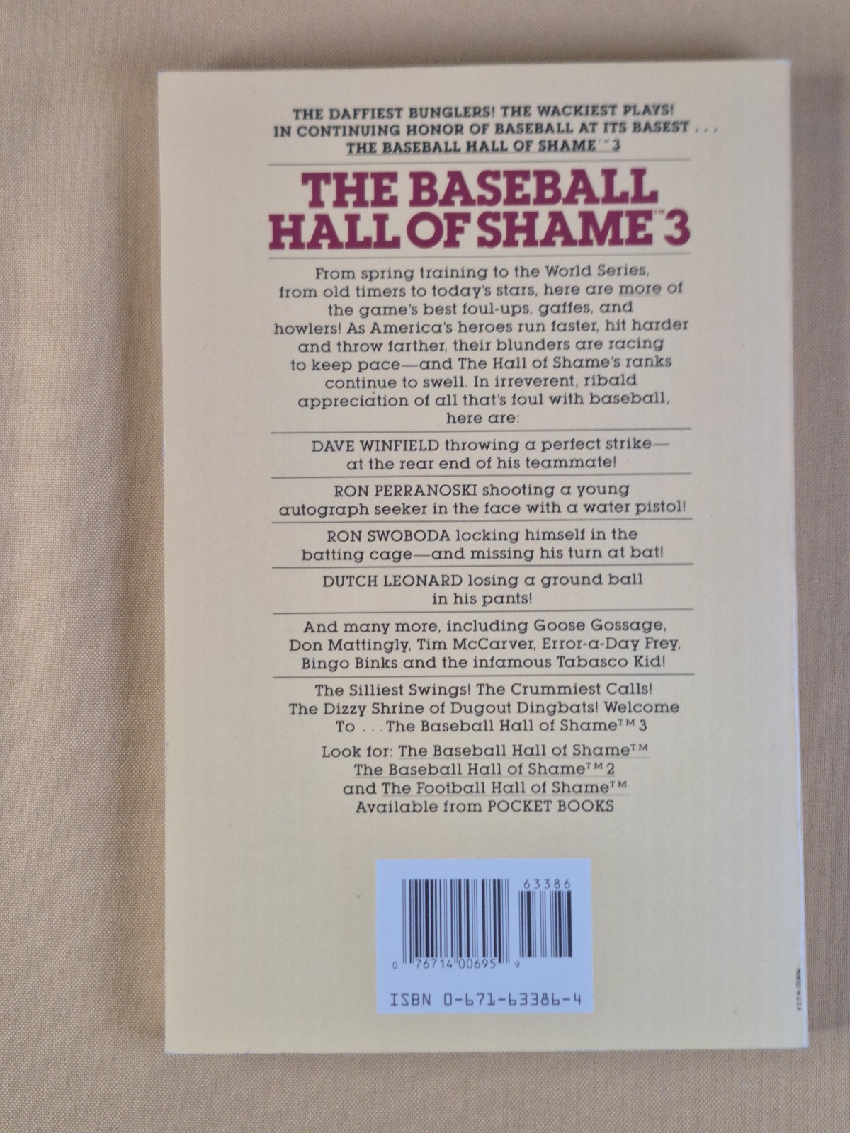 4 Books – NO CREASES – The Baseball Hall of Shame 1, 2, 3, 4 Pocket Books Trade