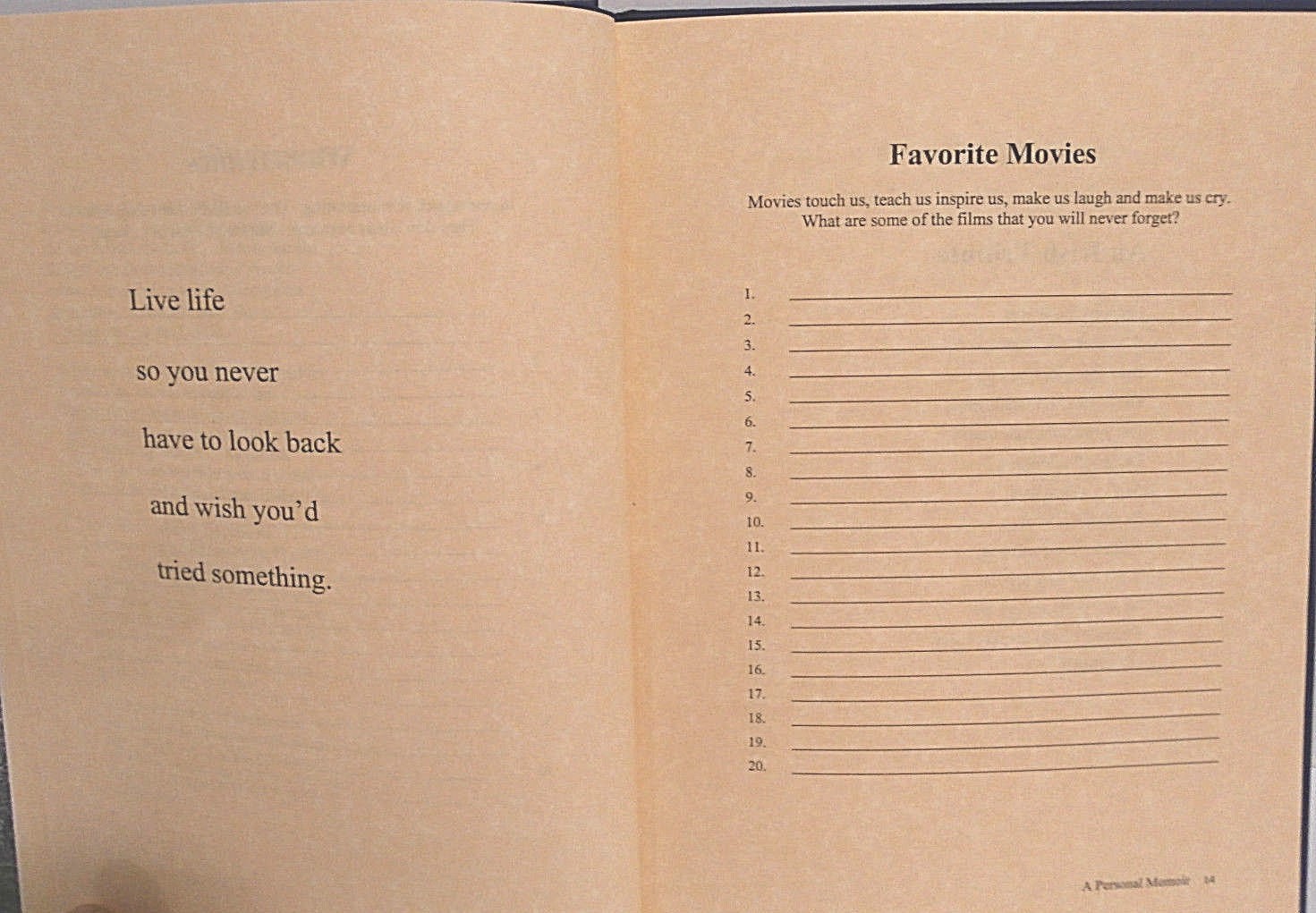 Treasured Memories a personal memoir blank book fill in by John E Coleman family