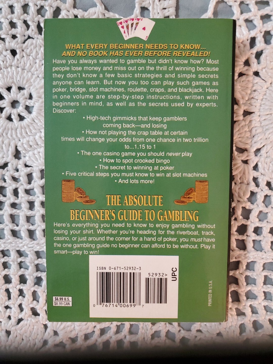 The Absolute Beginner’s Guide to Gambling Robert Hutchinson 1996 Pocket Books LN