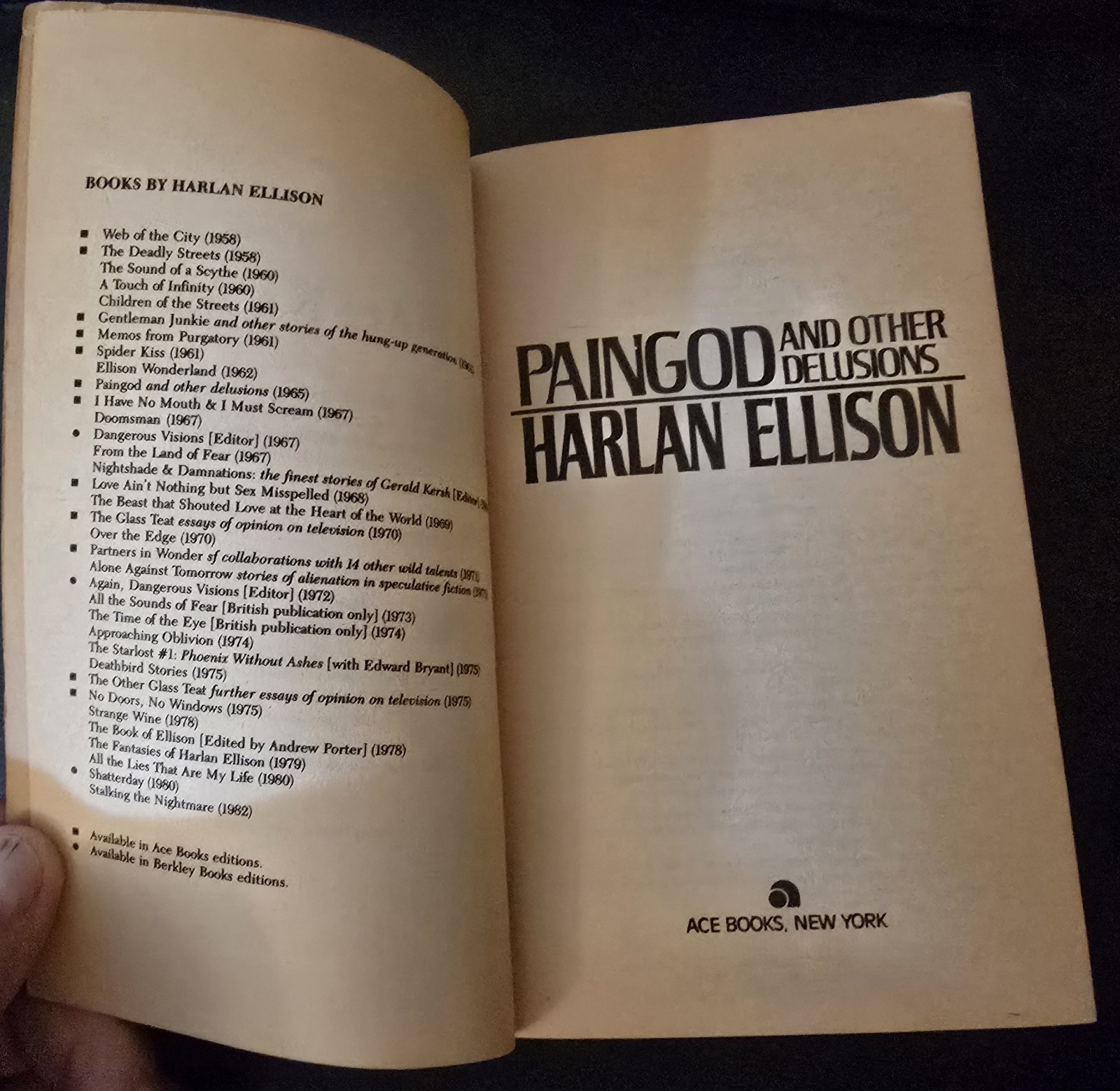 Harlan Ellison PAINGOD &OTHER DELUSIONS vintage Ace Paperback Barclay Shaw cover