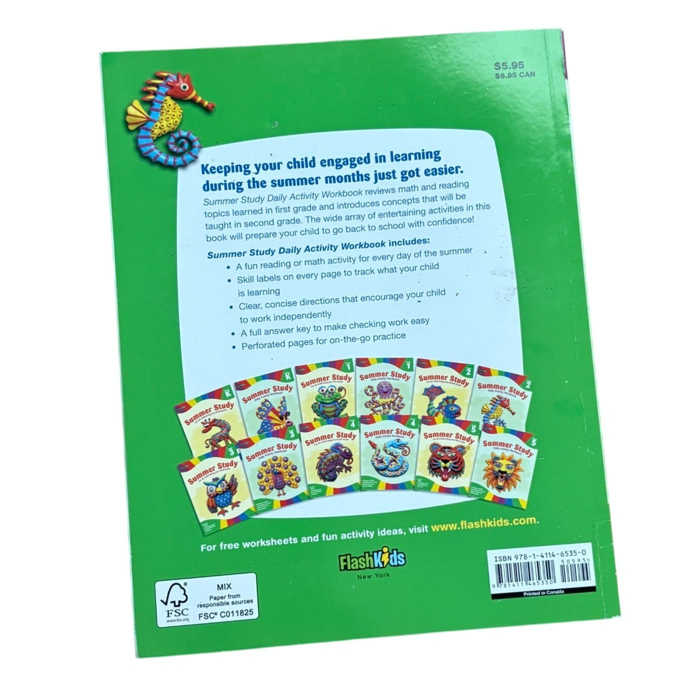 FlashKids Summer Study Book For Grade 296 Pages-New