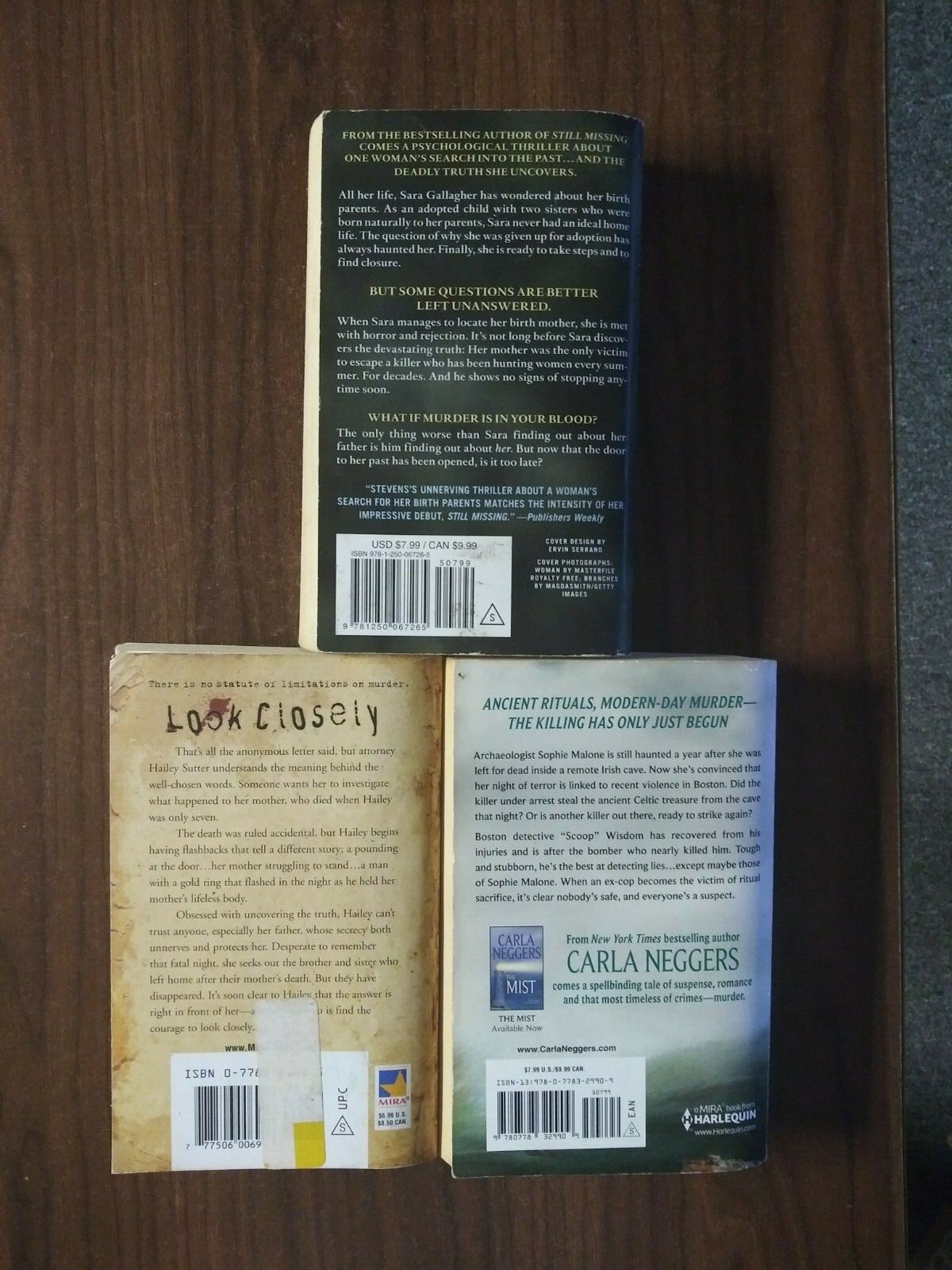 Lot Of 3 Paperback Novels Laura Caldwell, Carla Neggers, Chevy Stevens