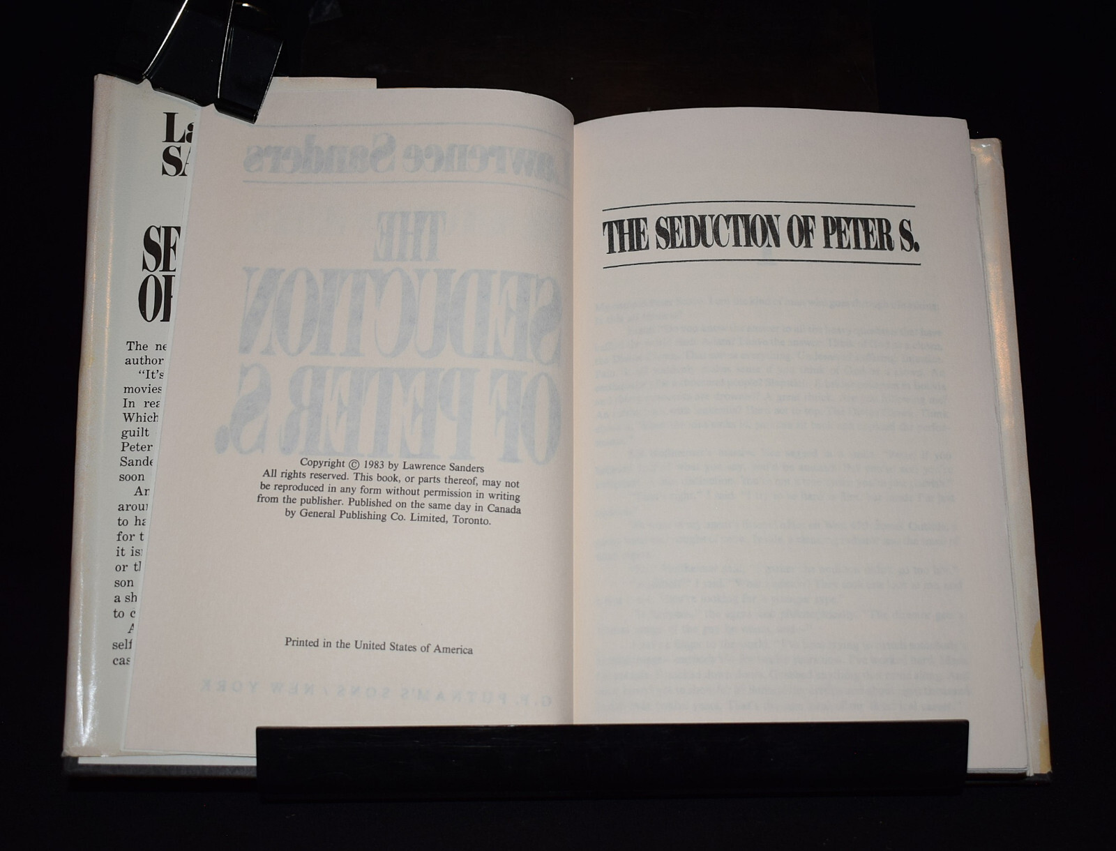The Seduction of Peter S. Mystery by Lawrence Sanders~Pages 346~W/Dust Jacket~HC