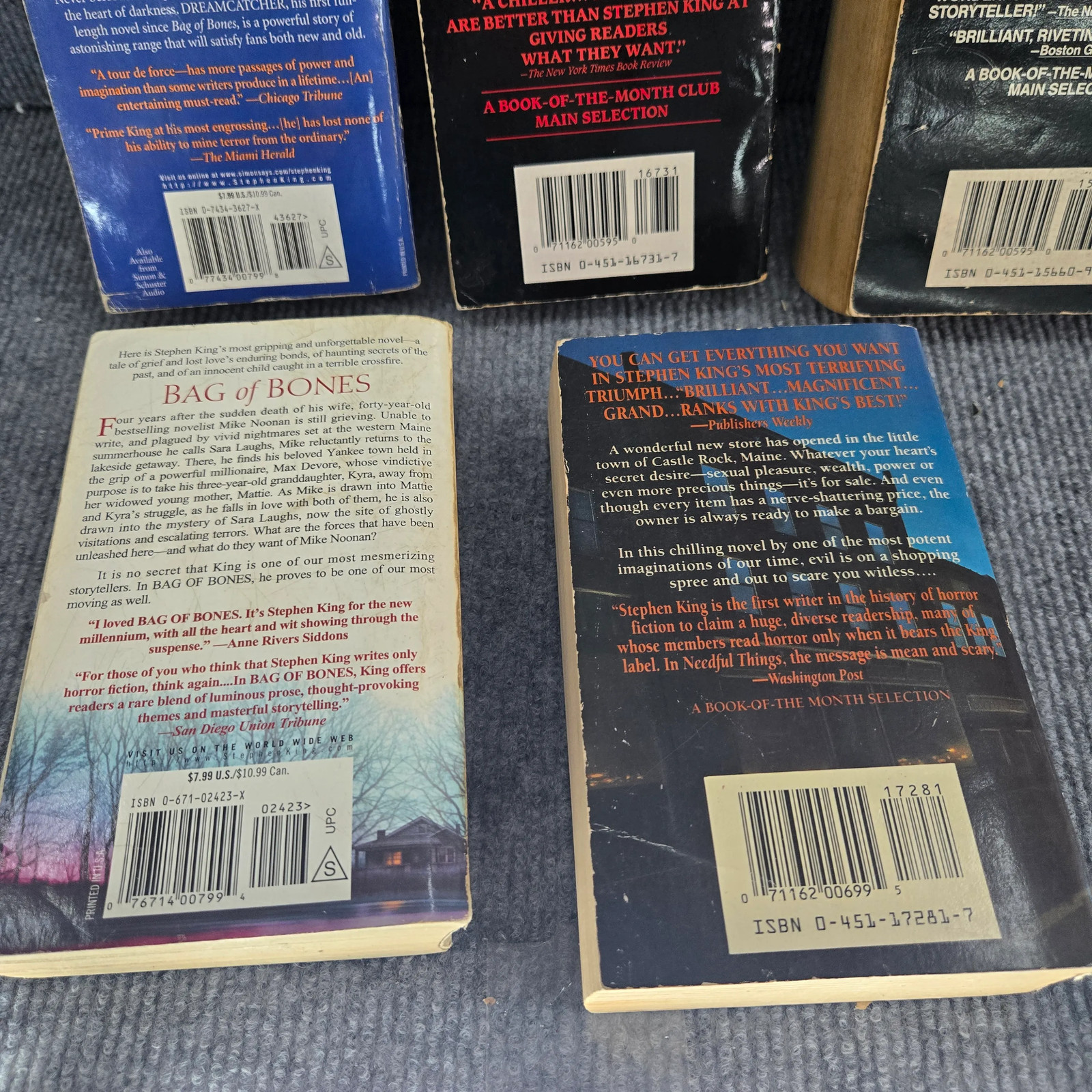Stephen King Mixed Novels Lot 5 Books Dreamcatcher Dark Half Tommyknockers