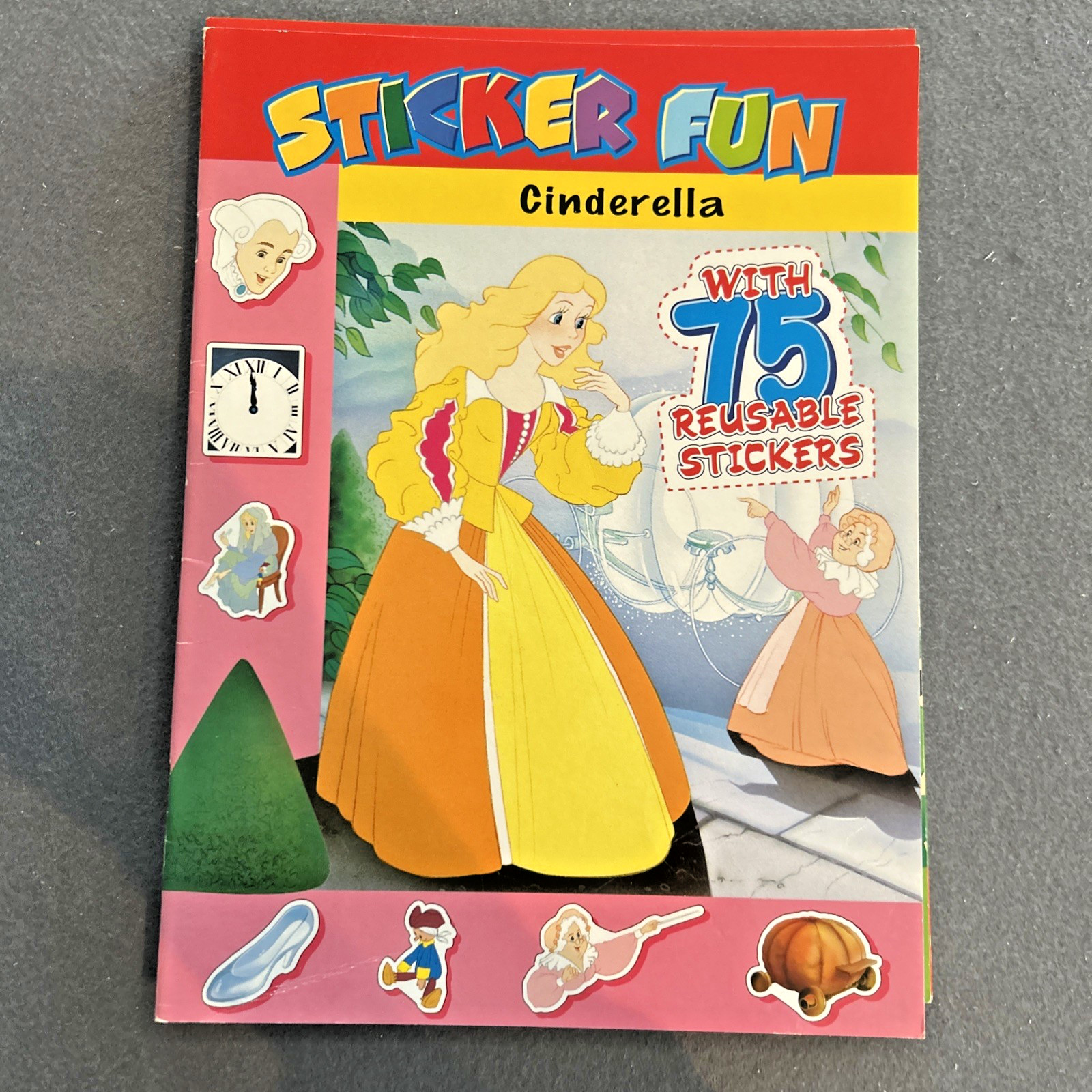5 NEW Sticker Fun fairytale books 75 Reusable Stickers Bambi Jack Cinderella ETC