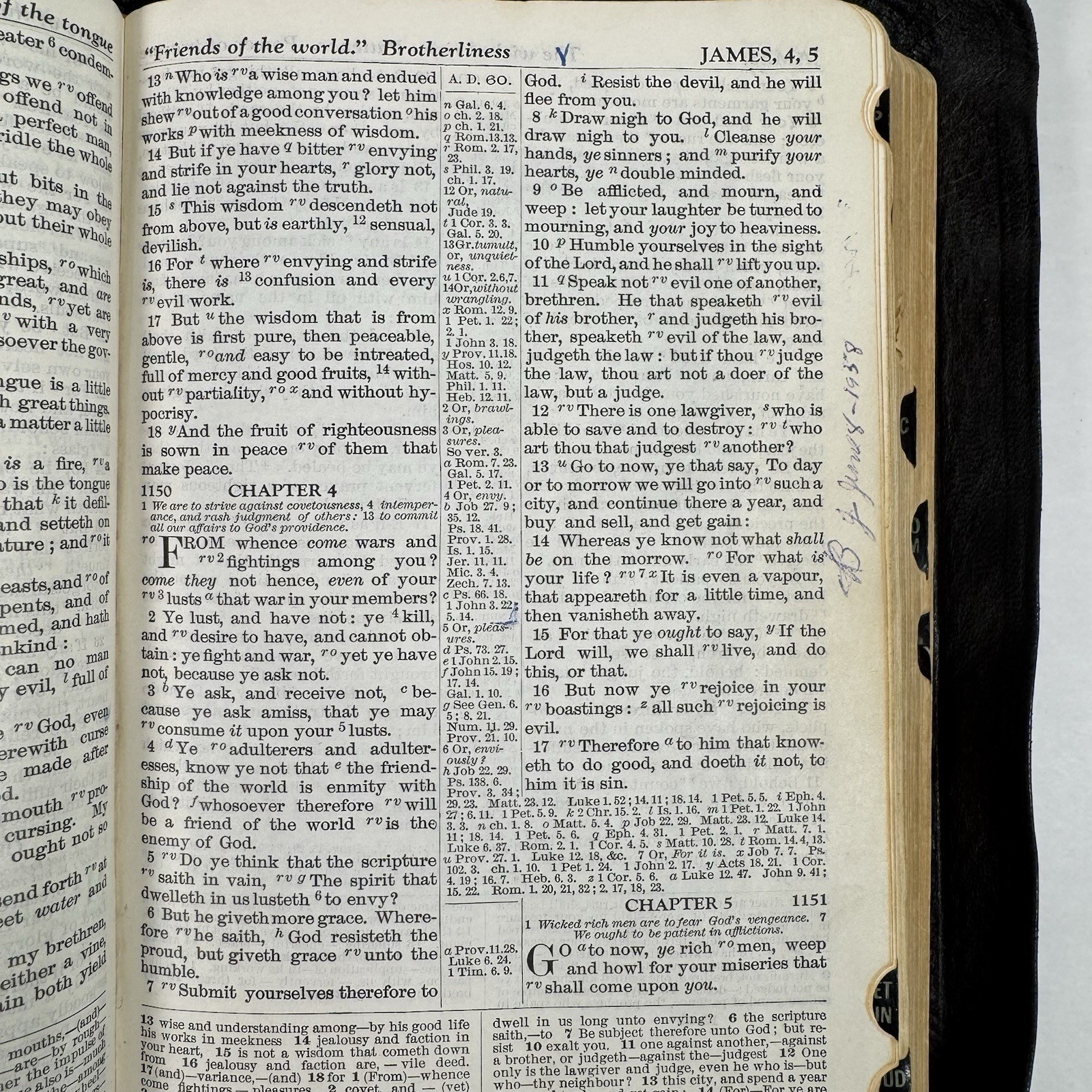 Holy Bible National Bible Press Pronouncing Red Letter KJV 1940’s Thumb Tabs