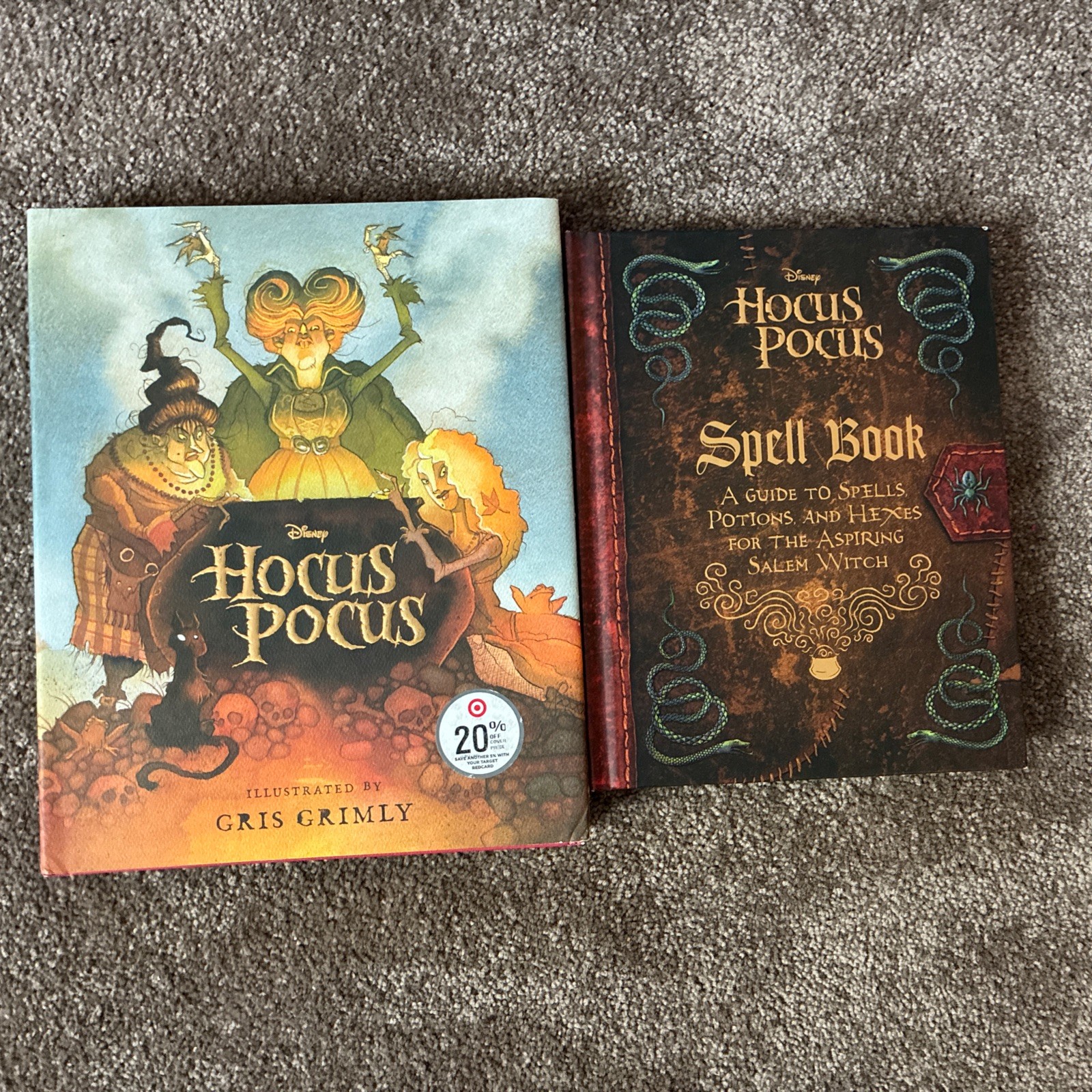 Disney Hocus Pocus Book Lot The Illustrated Novelization & Spell Book Halloween