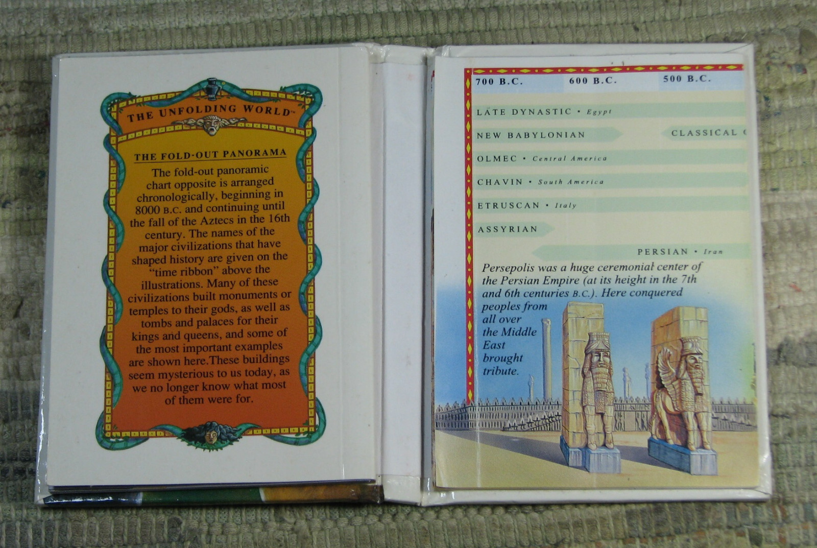 The Unfolding World MYSTERIOUS PLACES 1993 First Edition Mini Hardcover Foldout
