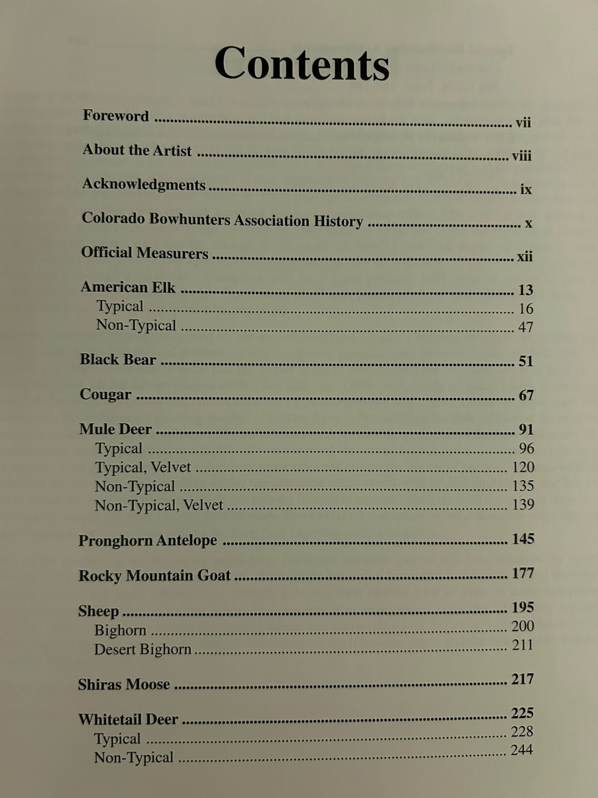 Colorado Bowhunting Records of Big Game Animals 5th Ed. paperback 364 pages
