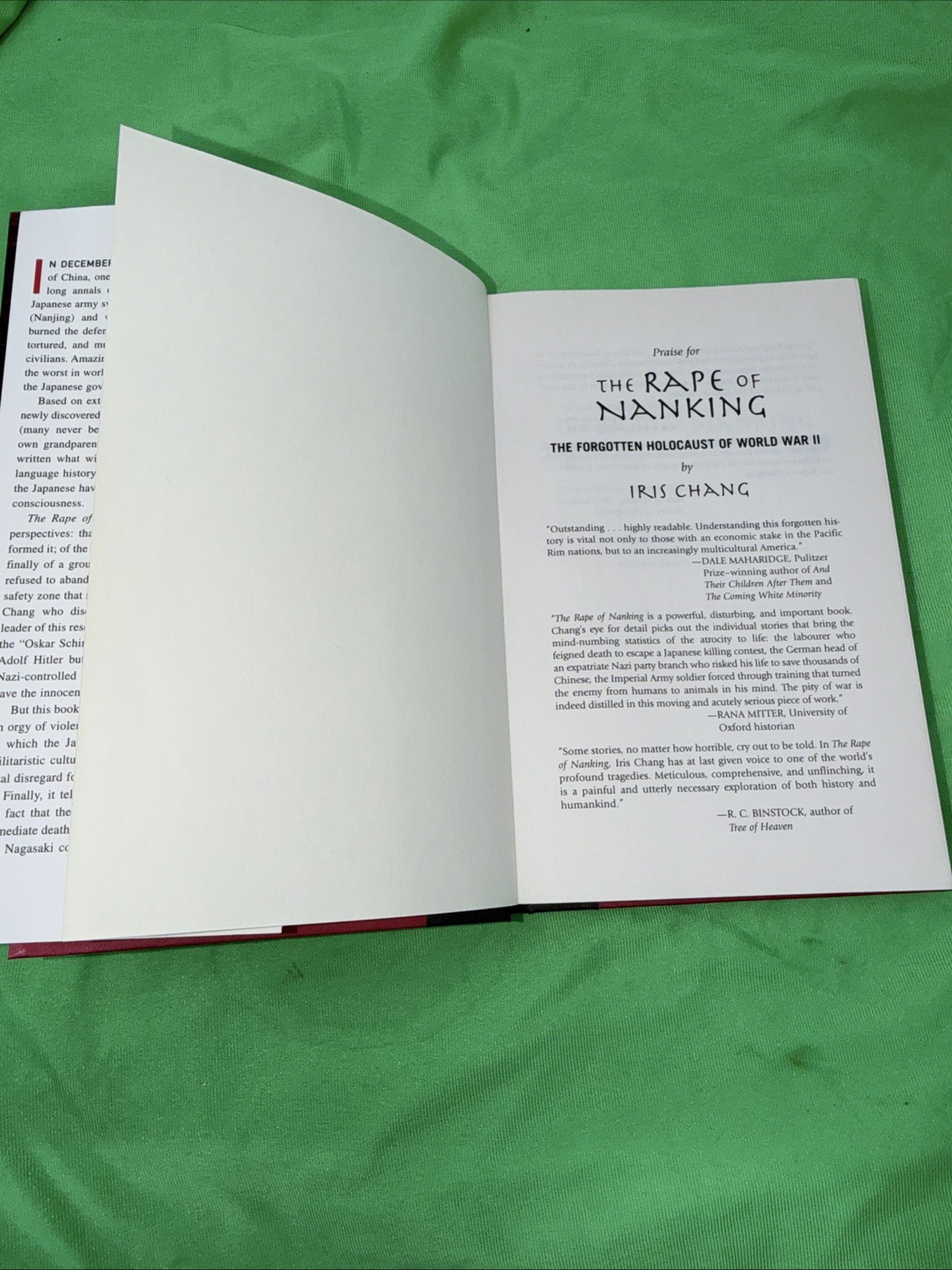 The Rape of Nanking – Iris Chang (Hardcover) First Edition / 14th Printing, WWII