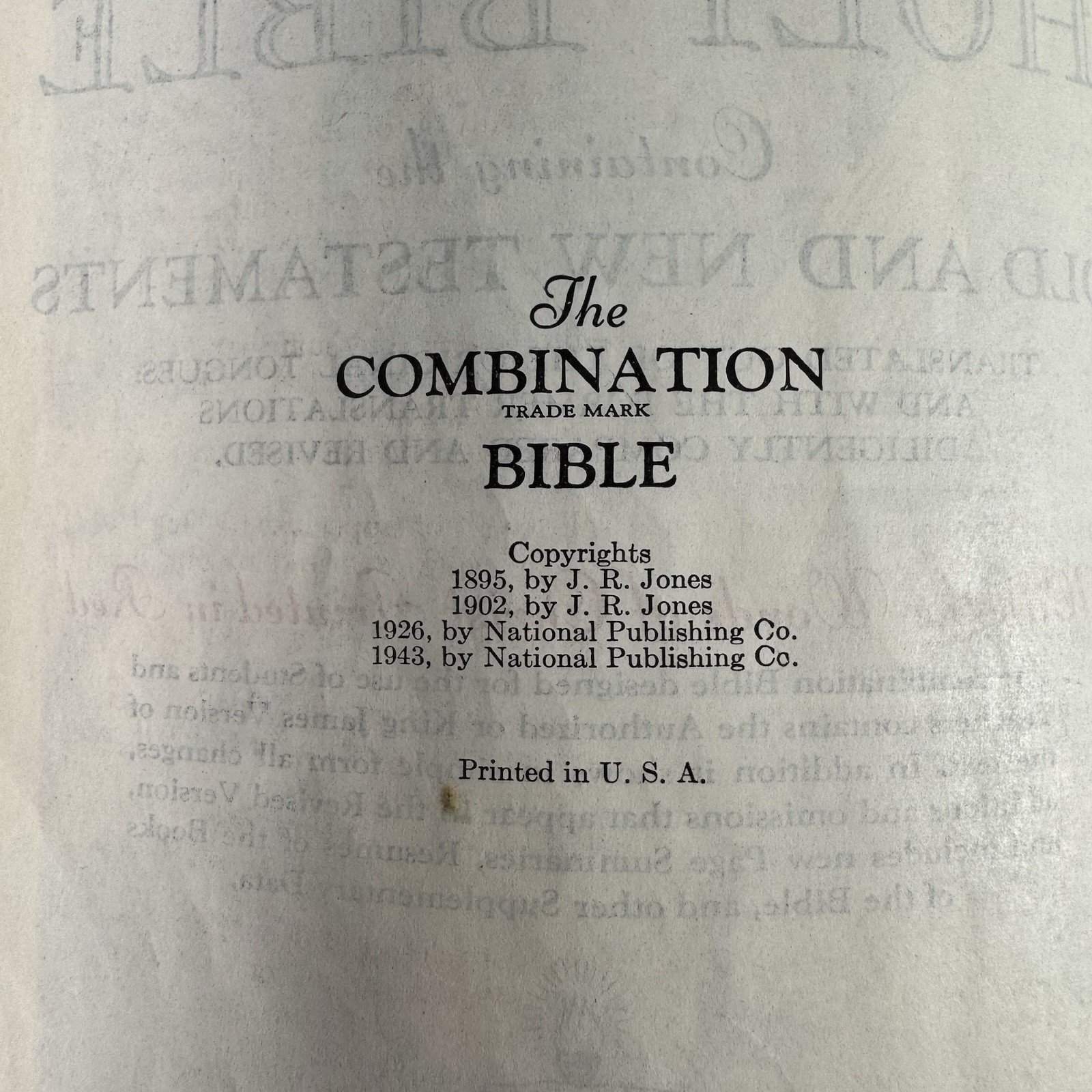 Holy Bible National Bible Press Pronouncing Red Letter KJV 1940’s Thumb Tabs