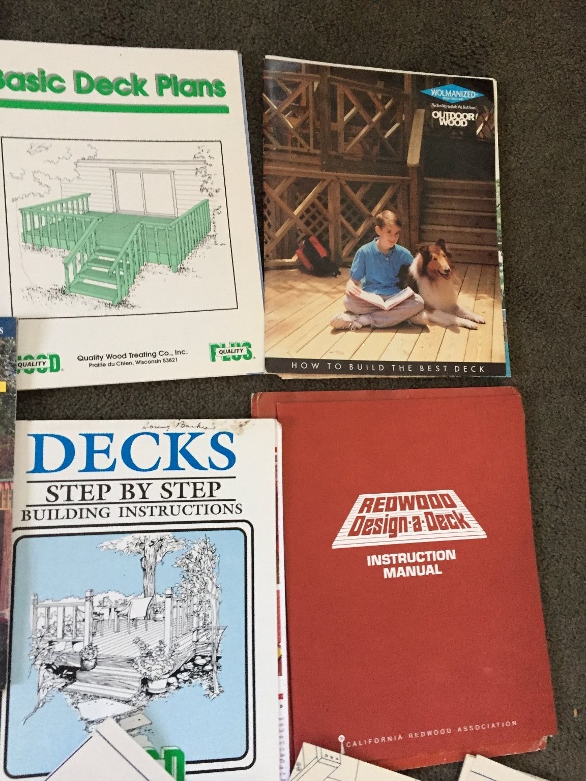 Deck Building Plans Manuals DIY Redwood Outdoor Design Construction Lot