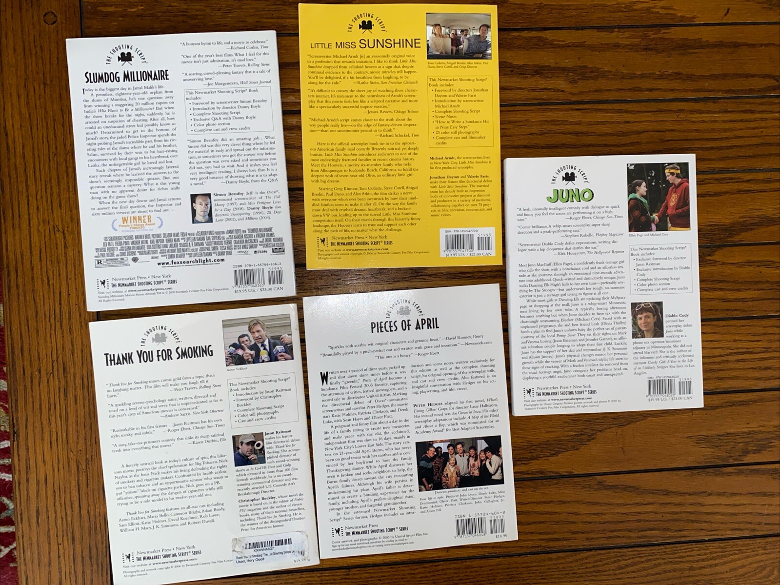 Newmarket Shooting Script Books Lot Of 5 Little Miss Sunshine, Slumdog, Juno