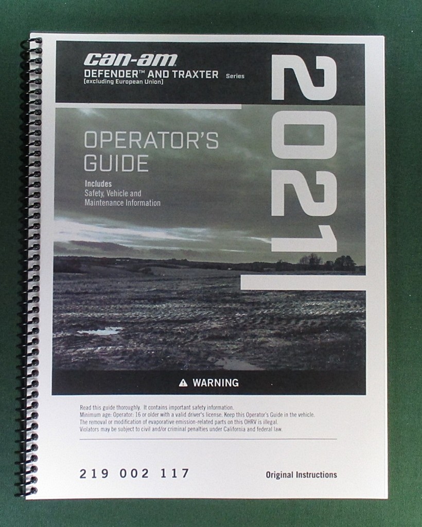 2021 Can-Am Defender Limited HD10 Owner’s Manual: 219 Pages & Protective Covers