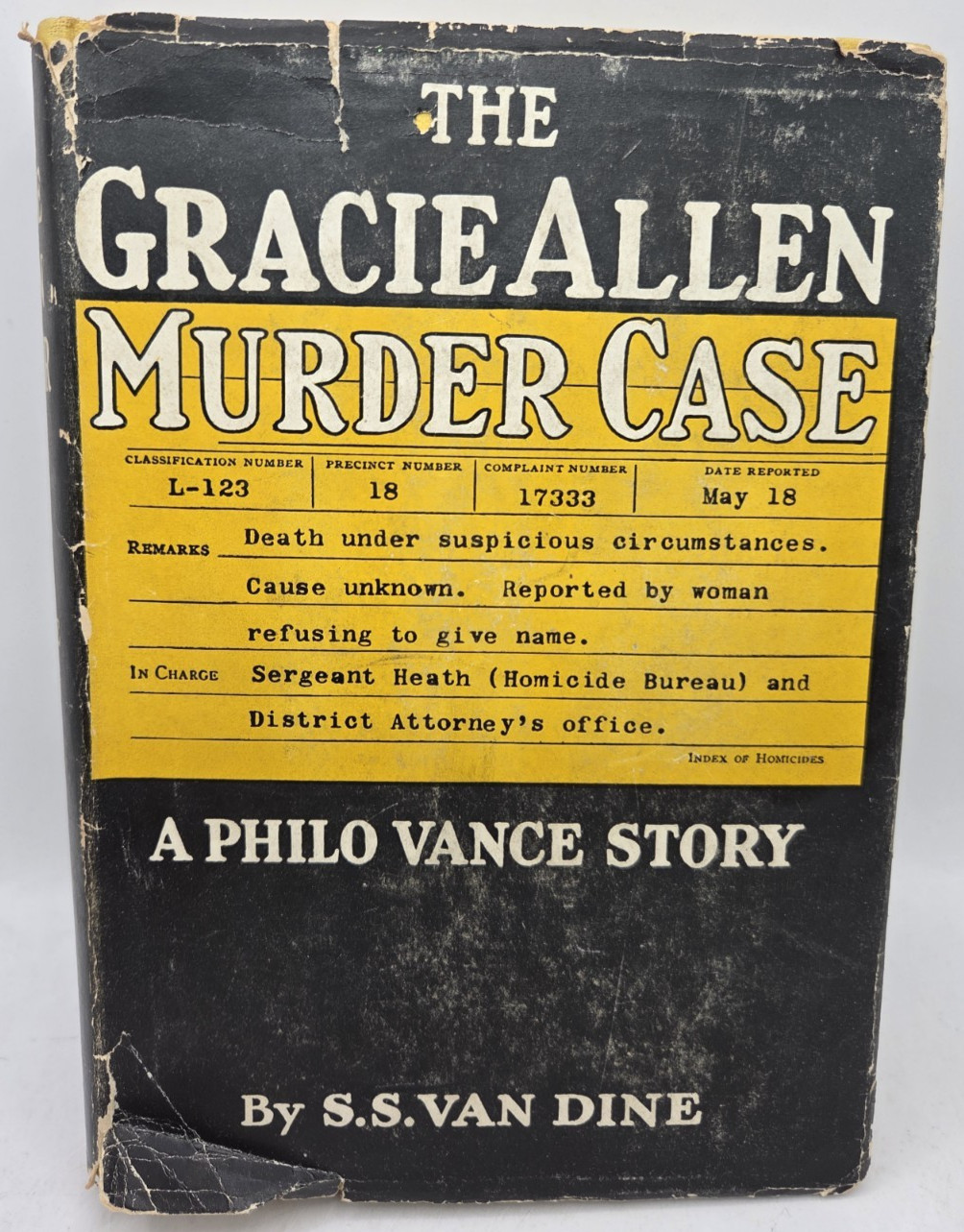 S S Van Dine – Gracie Allen Murder Case, Philo Vance, 1st edition/printing HCDJ