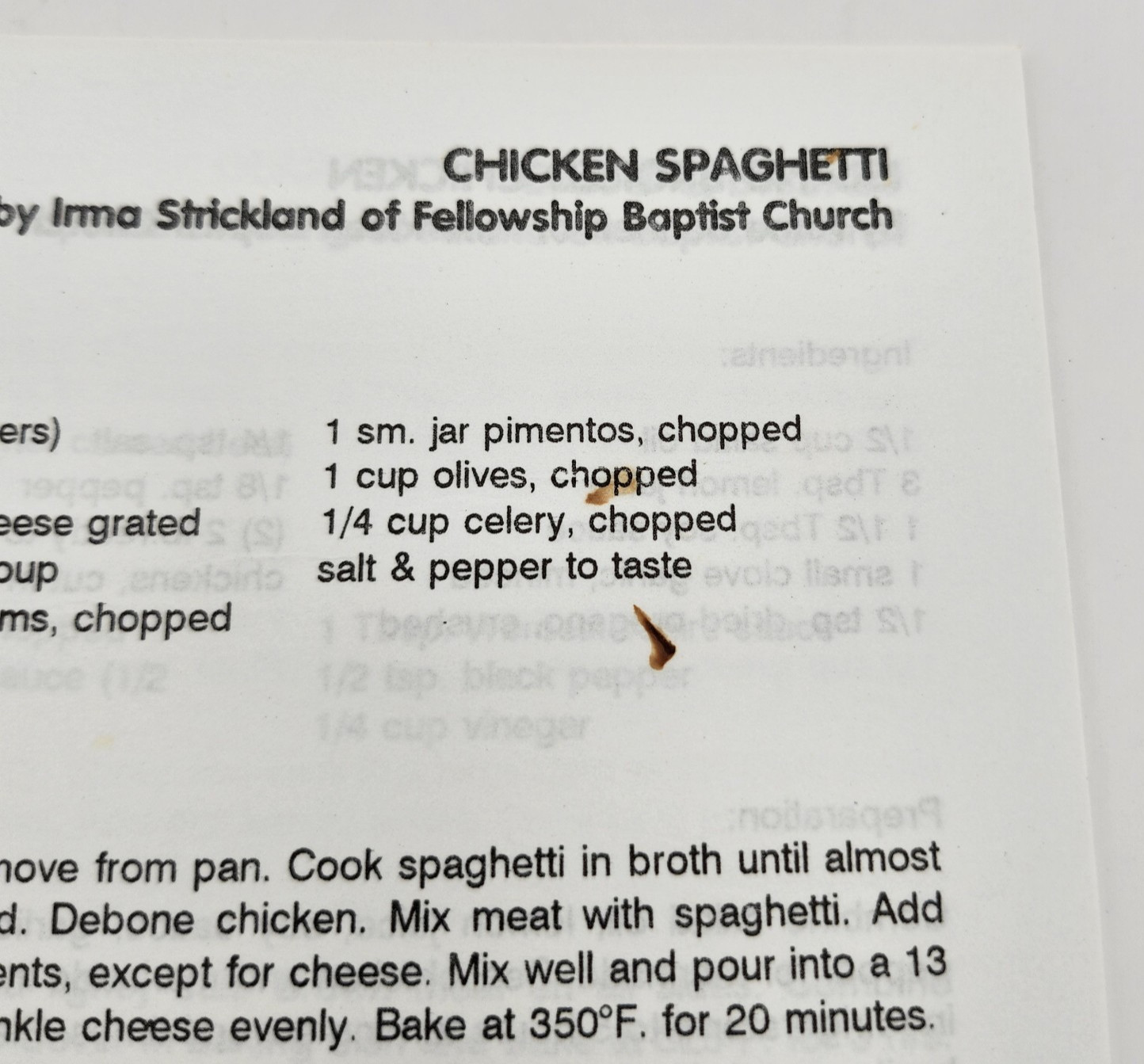 Burnt Offerings West Florida Baptist Association Cookbook Recipes 1994