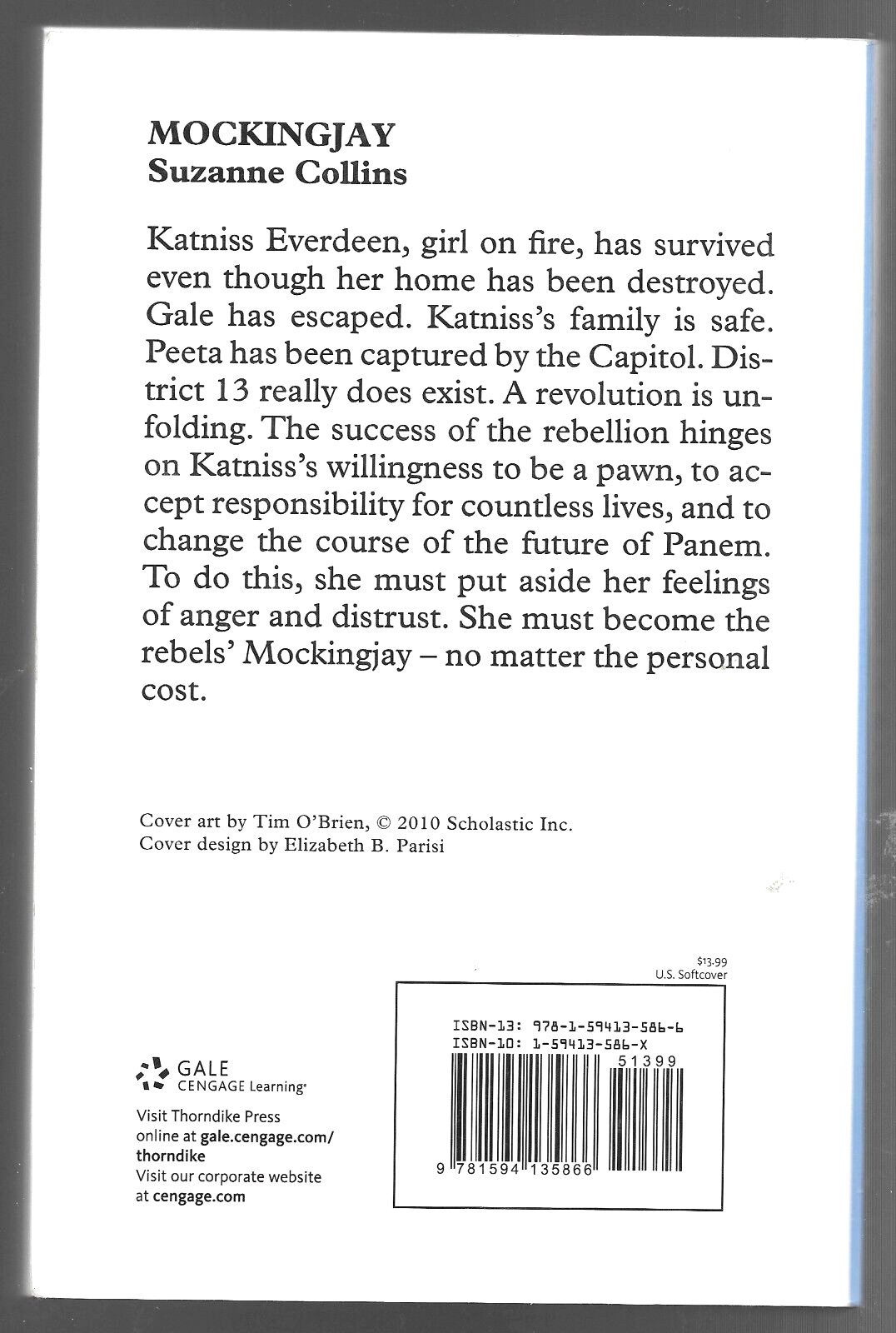 2012 Suzanne Collins Mockingjay Large Print Hunger Games Trade Paperback Book