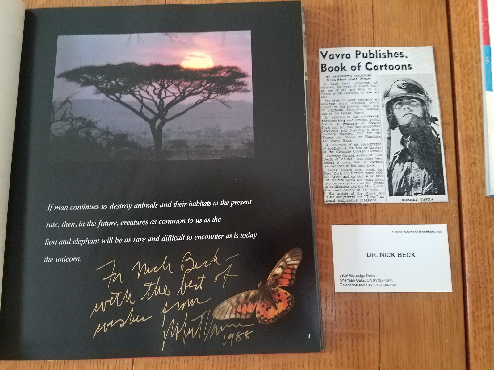Signed The Unicorn of Kilimanjaro by Robert Vavra 1988 1st Edition Hardcover