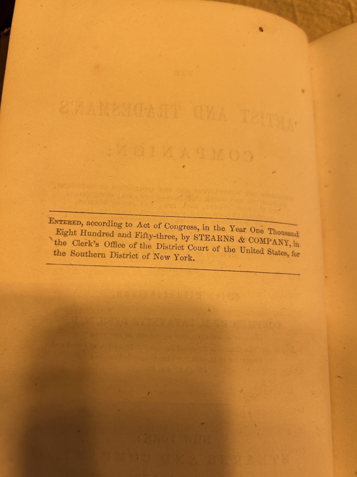 The Artist and Tradesman’s Companion – M. Lafayette Byrn – Good Condition