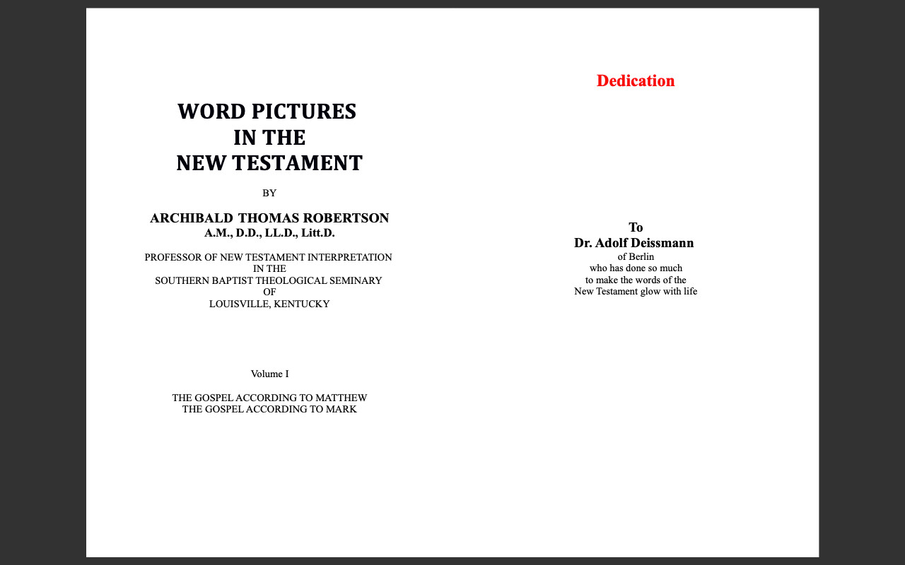 Word Pictures in the New Testament by AT Robertson (E-Book Set ) ALL 6 Volumes
