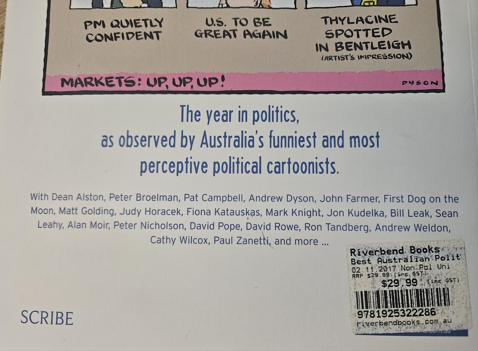 Best Australian Political Cartoons 2017 Russ Radcliffe Trade Paperback Book USED