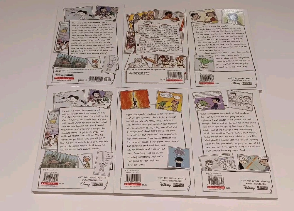 Lot 6 STAR WARS Jedi Academy Books Comics Children Kids PB VGUC