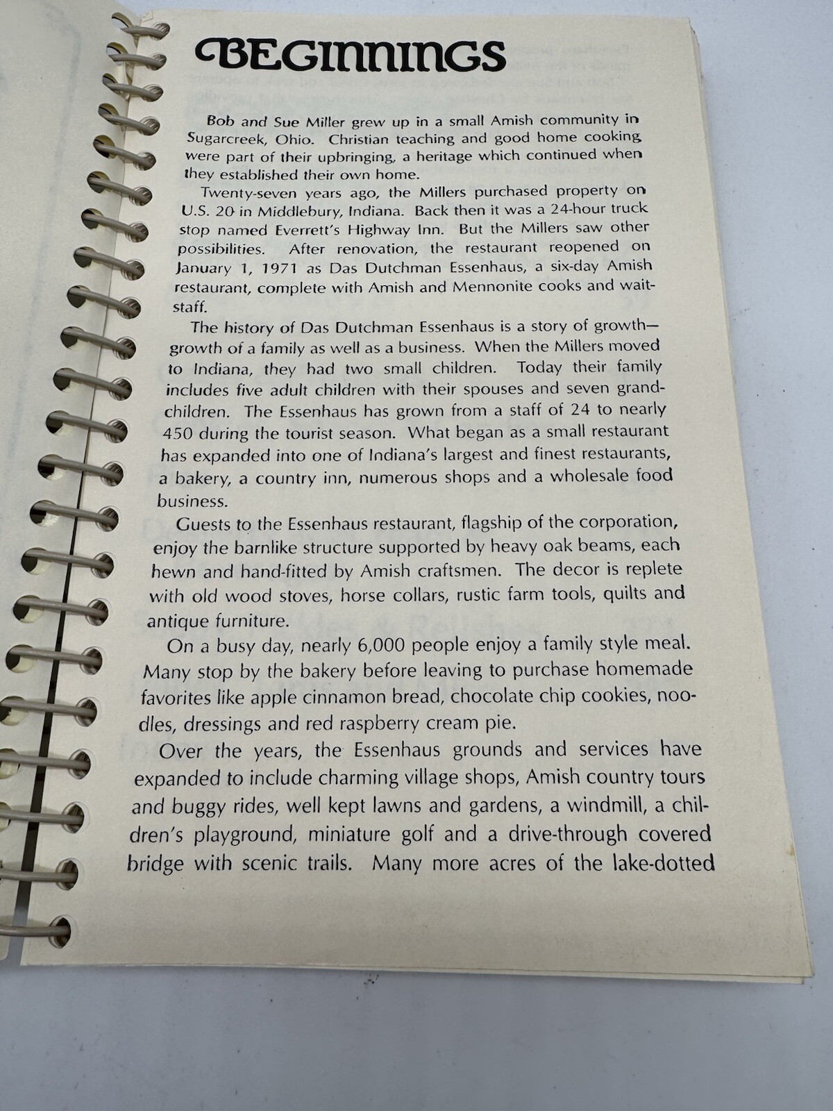 Amish-Country Cookbook Volume 1 Sue Miller 1979 Revised Edition Vintage Spiral