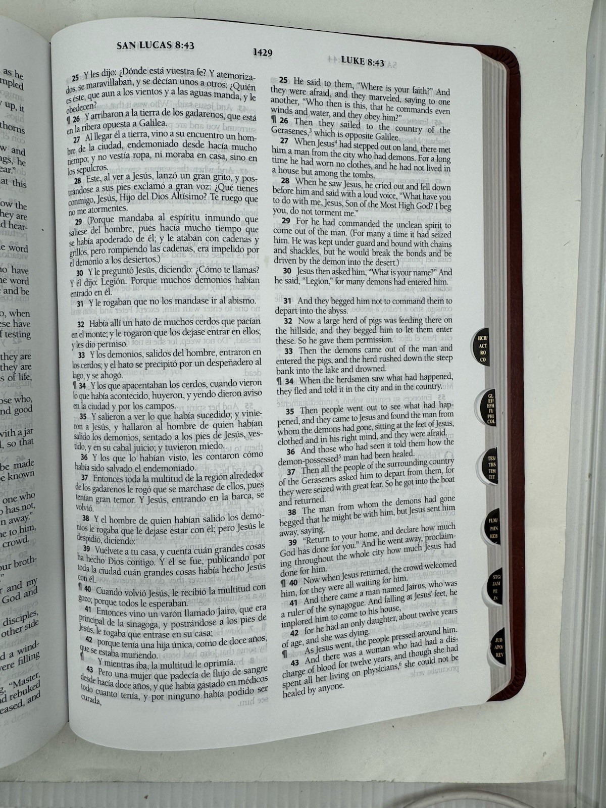 Biblia Bilingüe Reina Valera 1960 (ESV) Bilingual Bible/Print Brown index